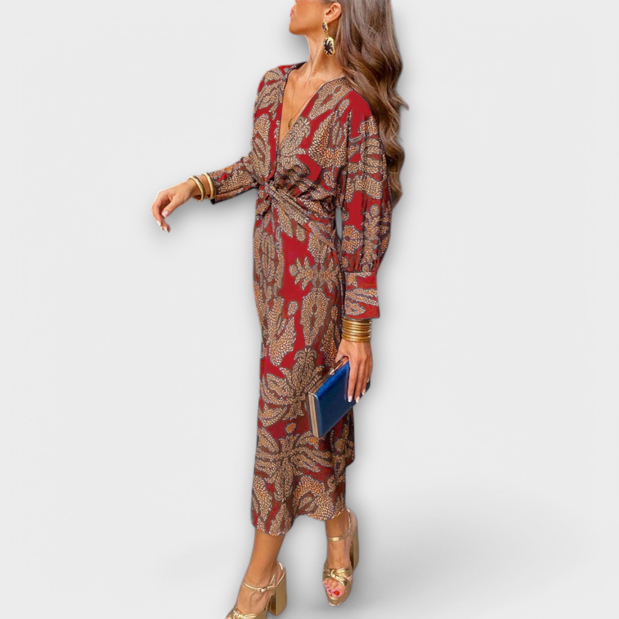 Noira – Maxikleid mit Knoten und Printakzent