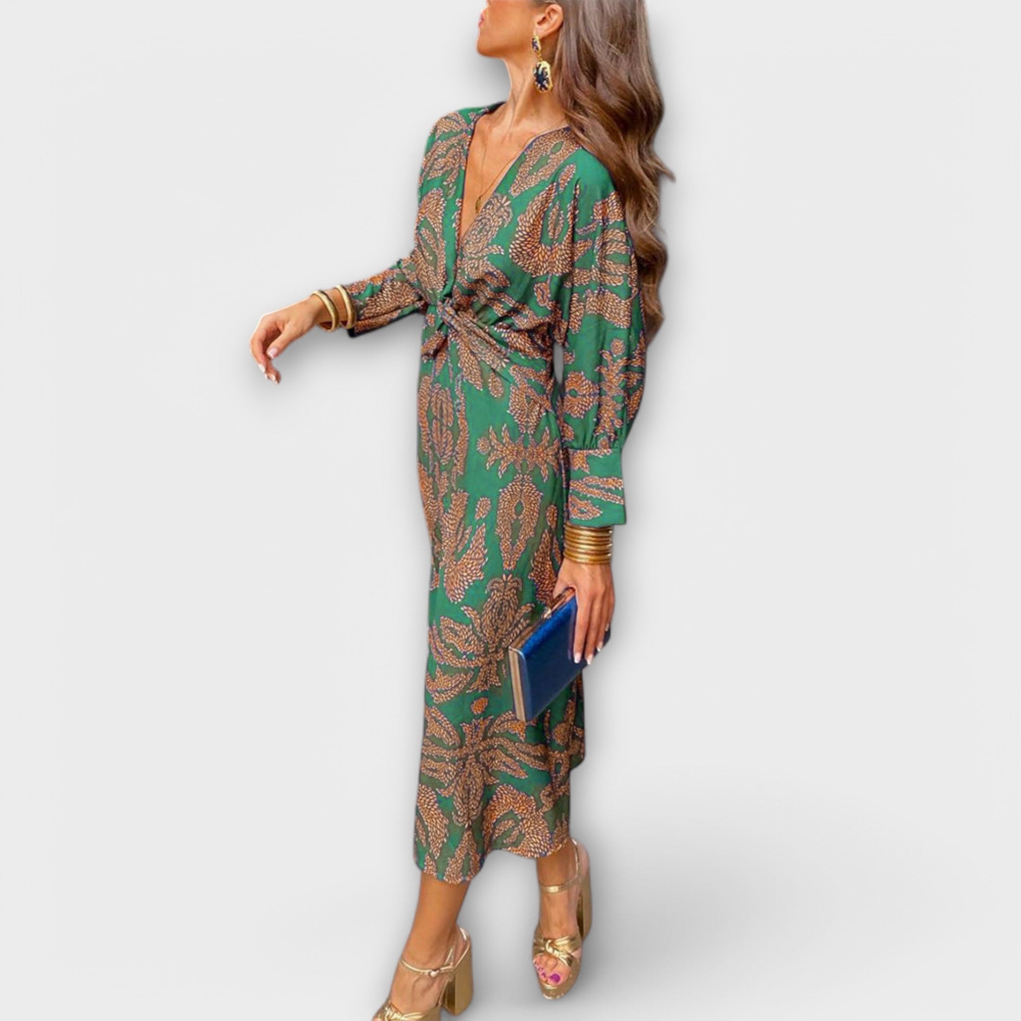 Noira – Maxikleid mit Knoten und Printakzent