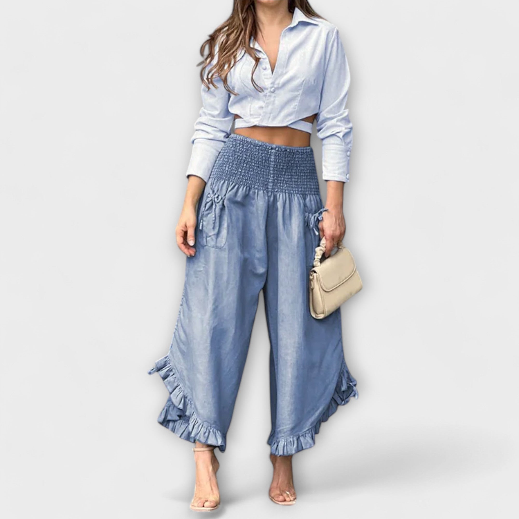 Mirani – Weite Rüsch-Hose mit Smokbund
