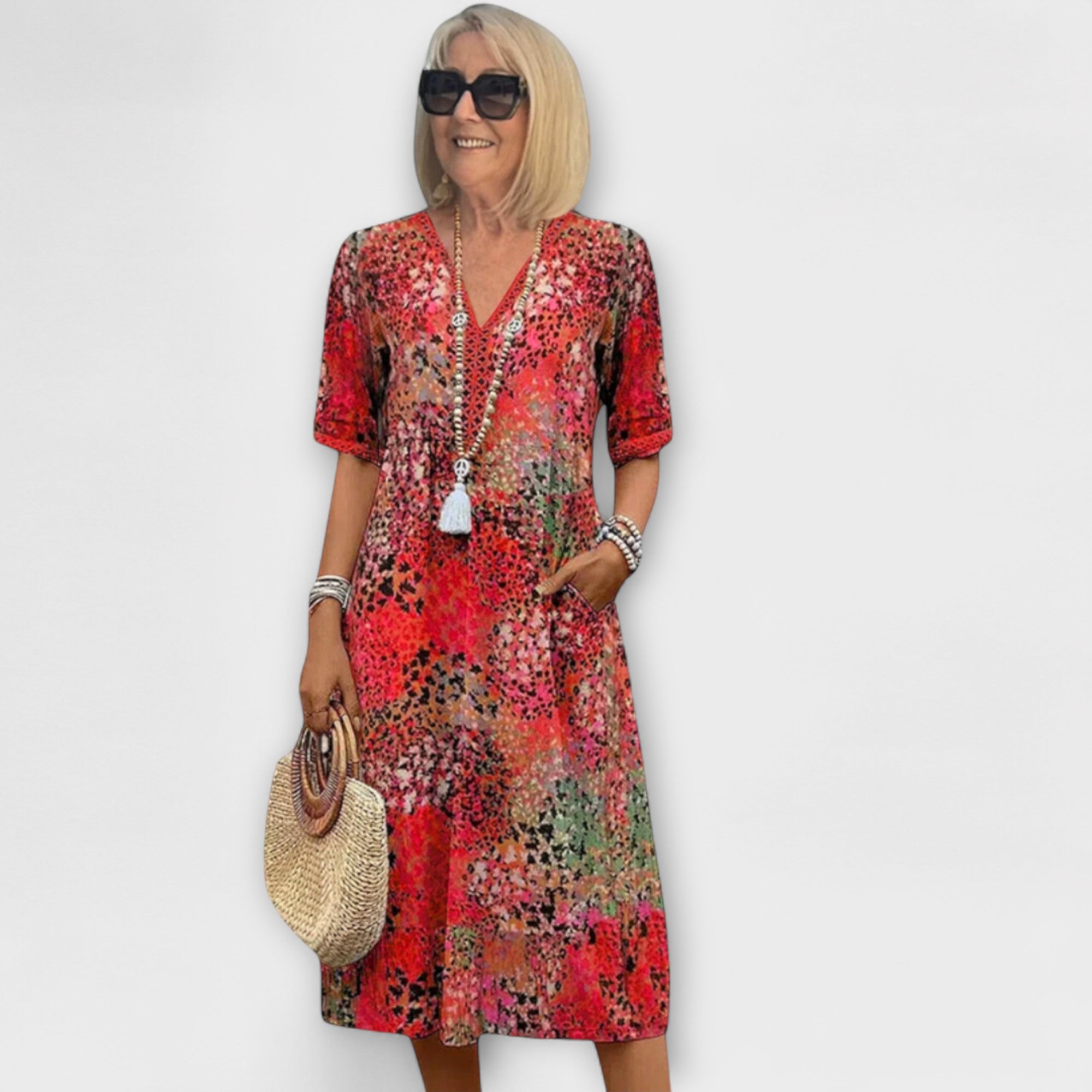 Ilona – Luftiges Kleid mit Aquarellmuster