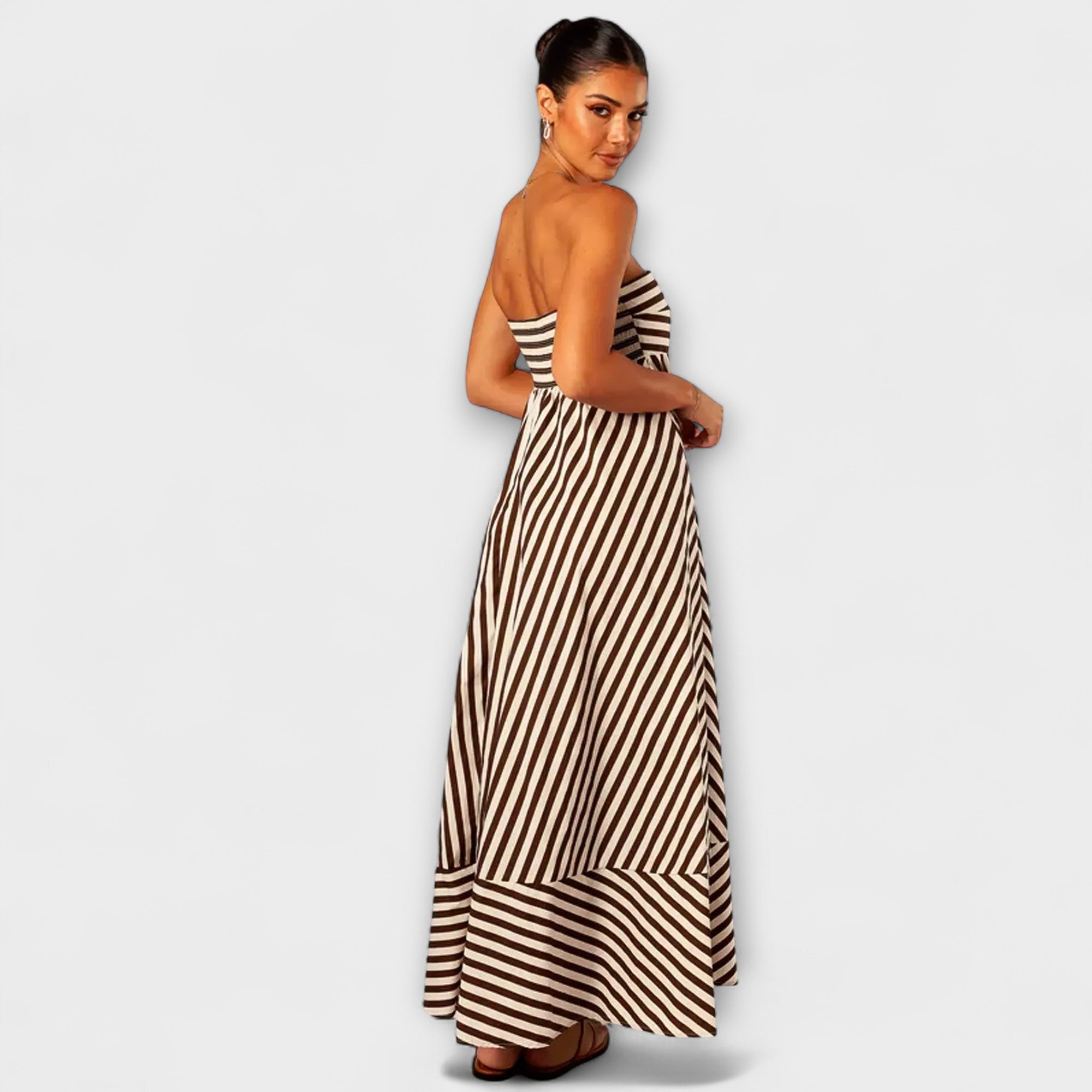 Marea – Trägerloses Streifen-Maxikleid