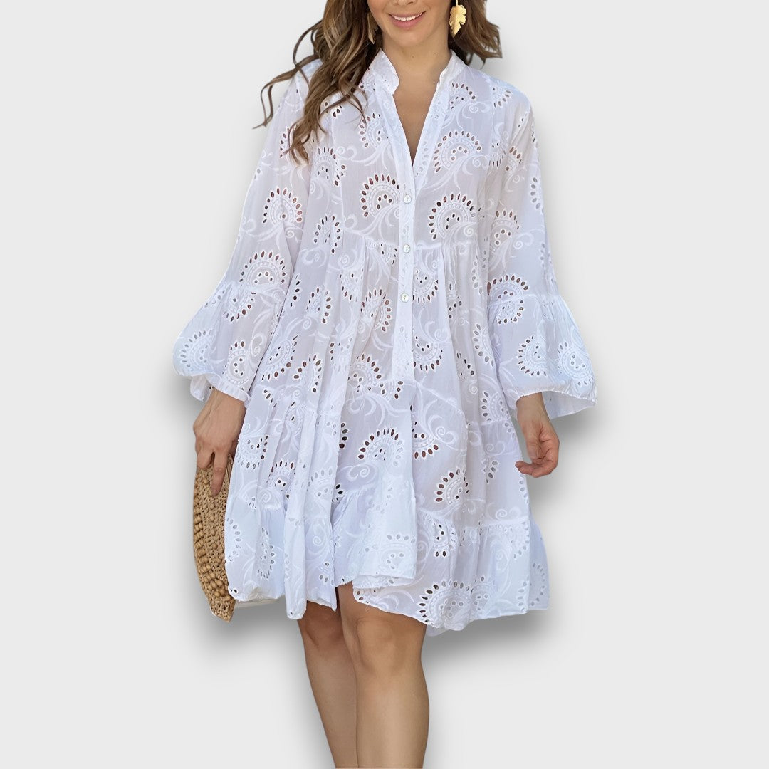 Merelina – Kleid mit Broderie und Volantärmeln