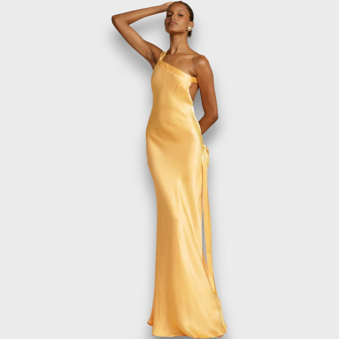 Muriel – Satin kleid in Maxilänge
