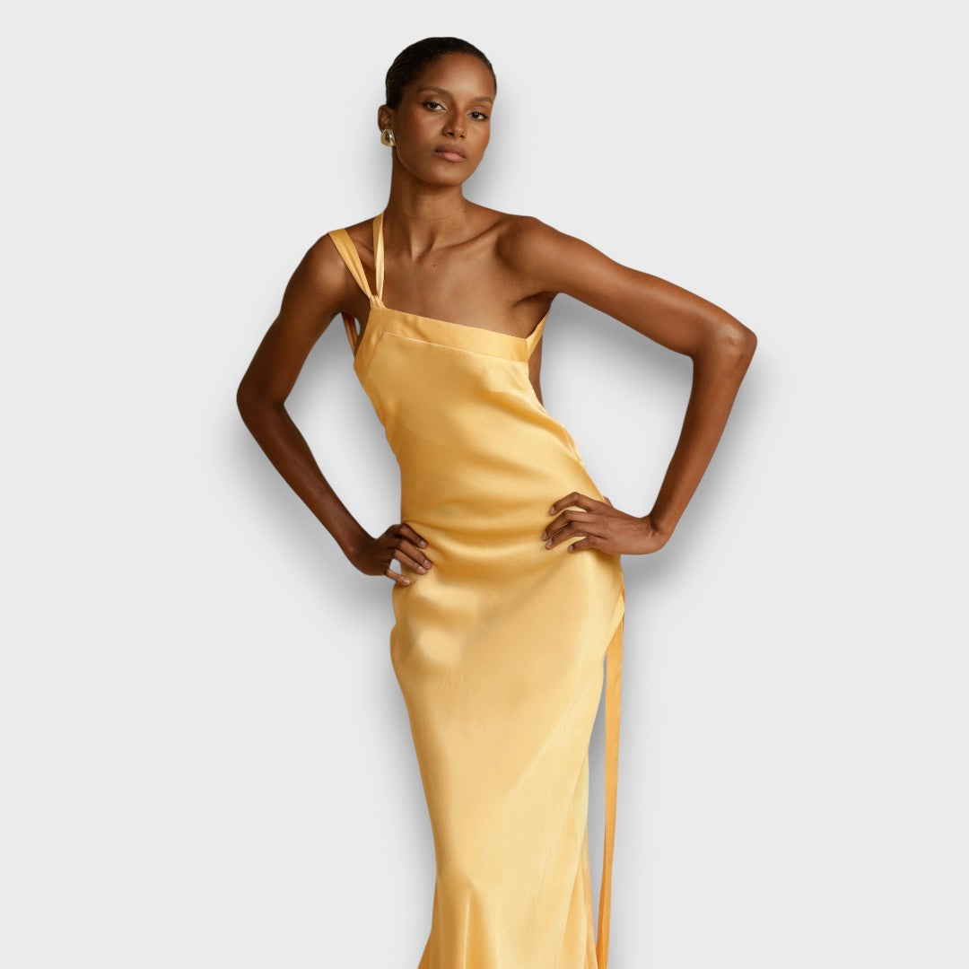 Muriel – Satin kleid in Maxilänge