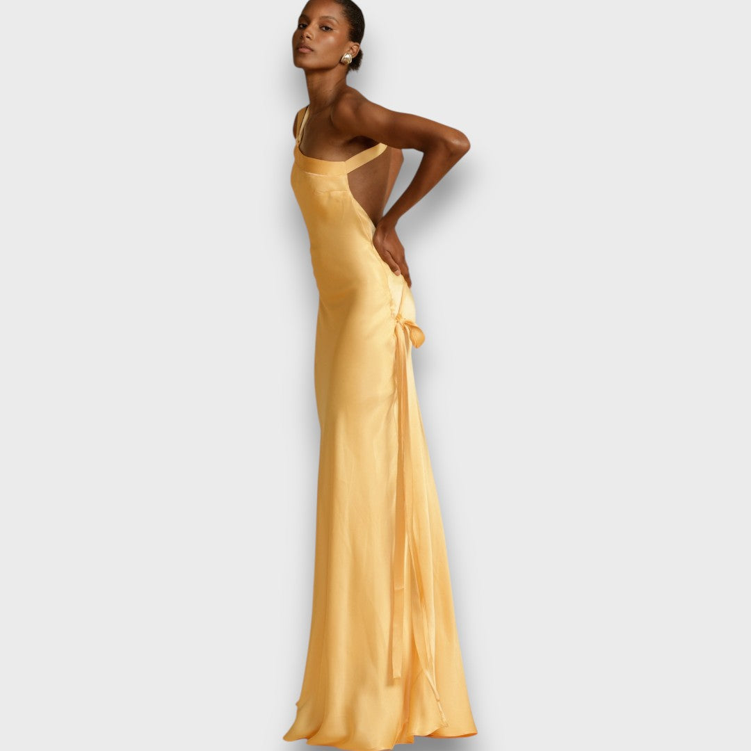 Muriel – Satin kleid in Maxilänge