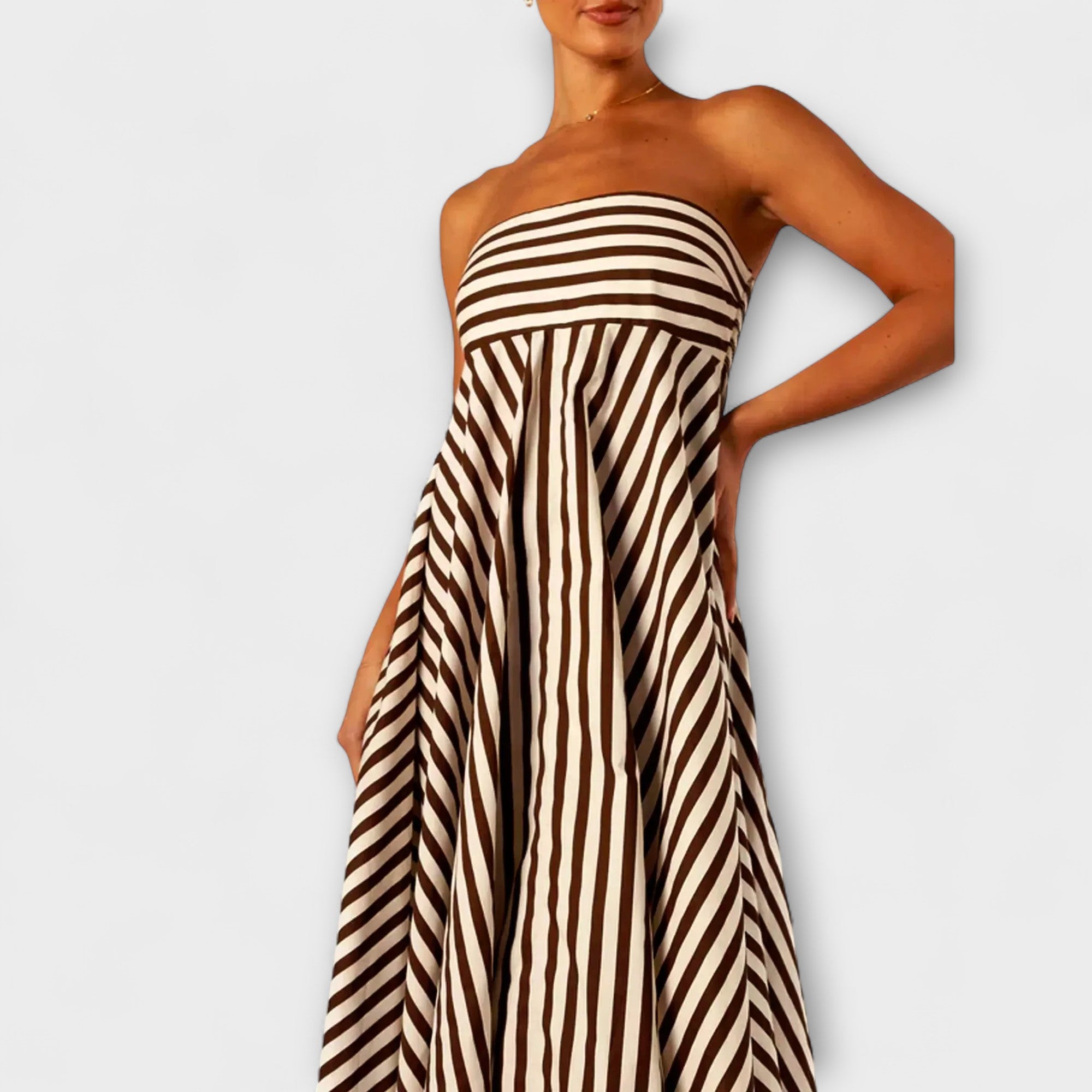 Marea – Trägerloses Streifen-Maxikleid