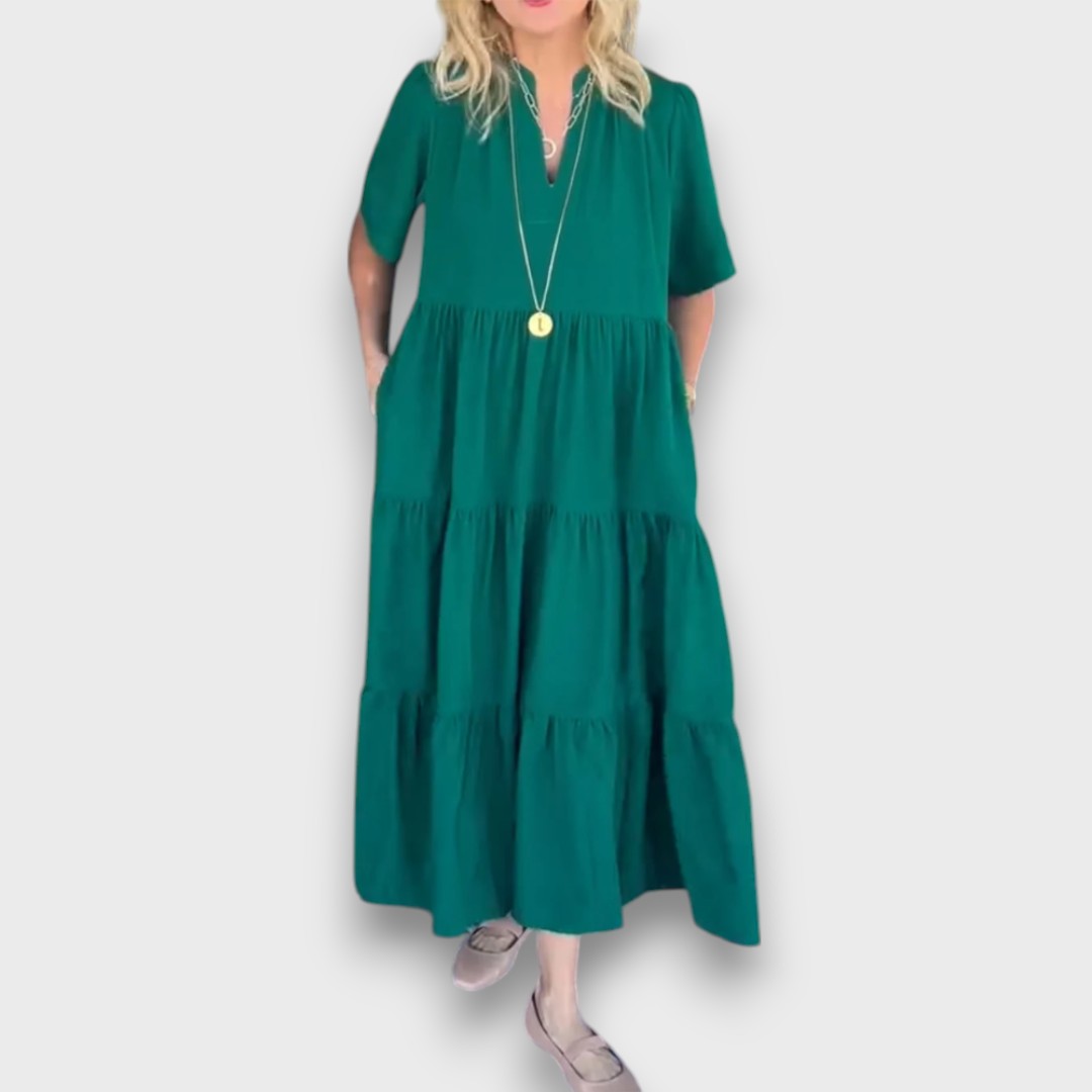 Marenna – Lockeres V-Neck Maxikleid
