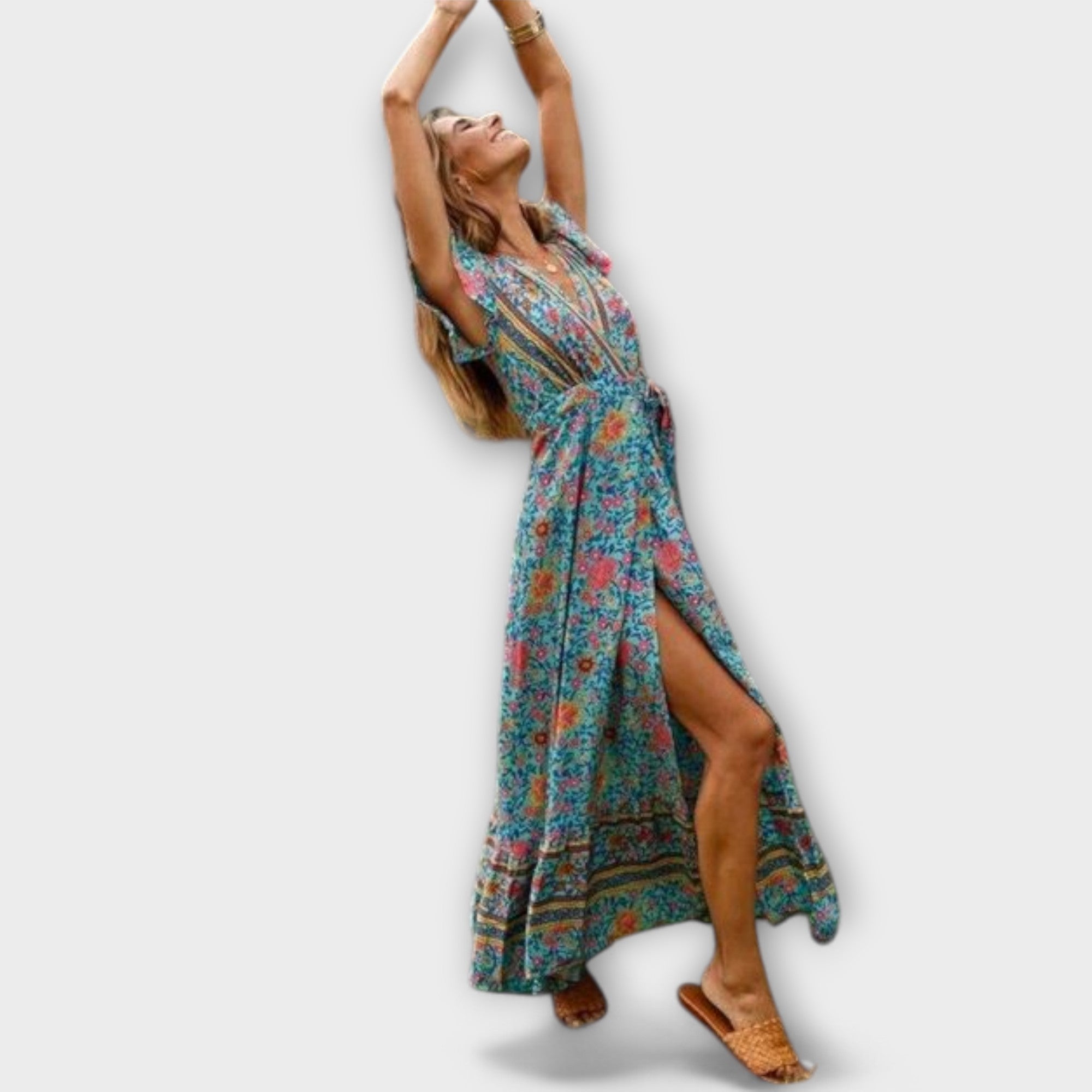 Sylenna – Boho-Maxikleid mit Blumenmuster