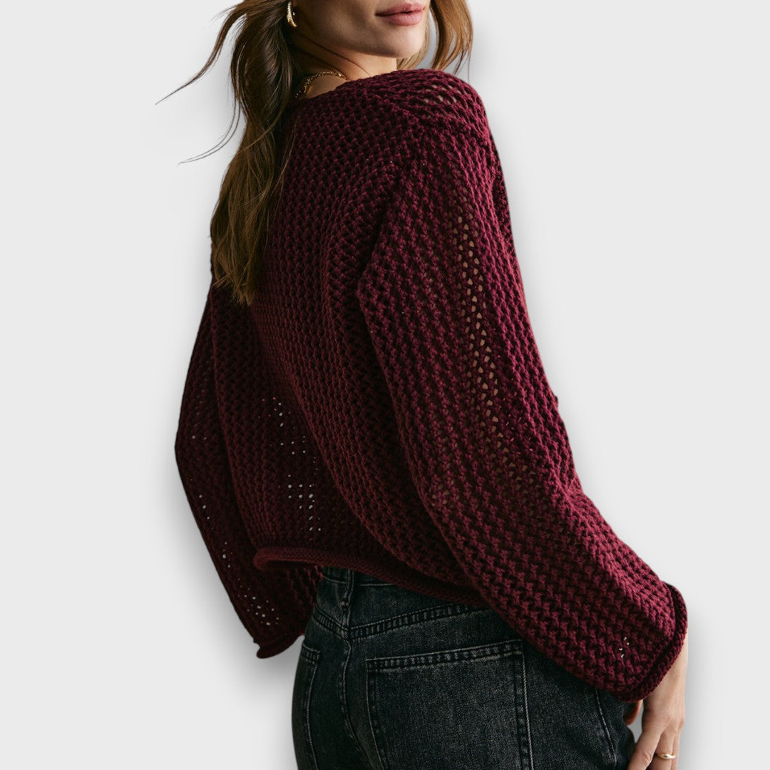 Jessa – Strick-Cardigan in Burgunderrot