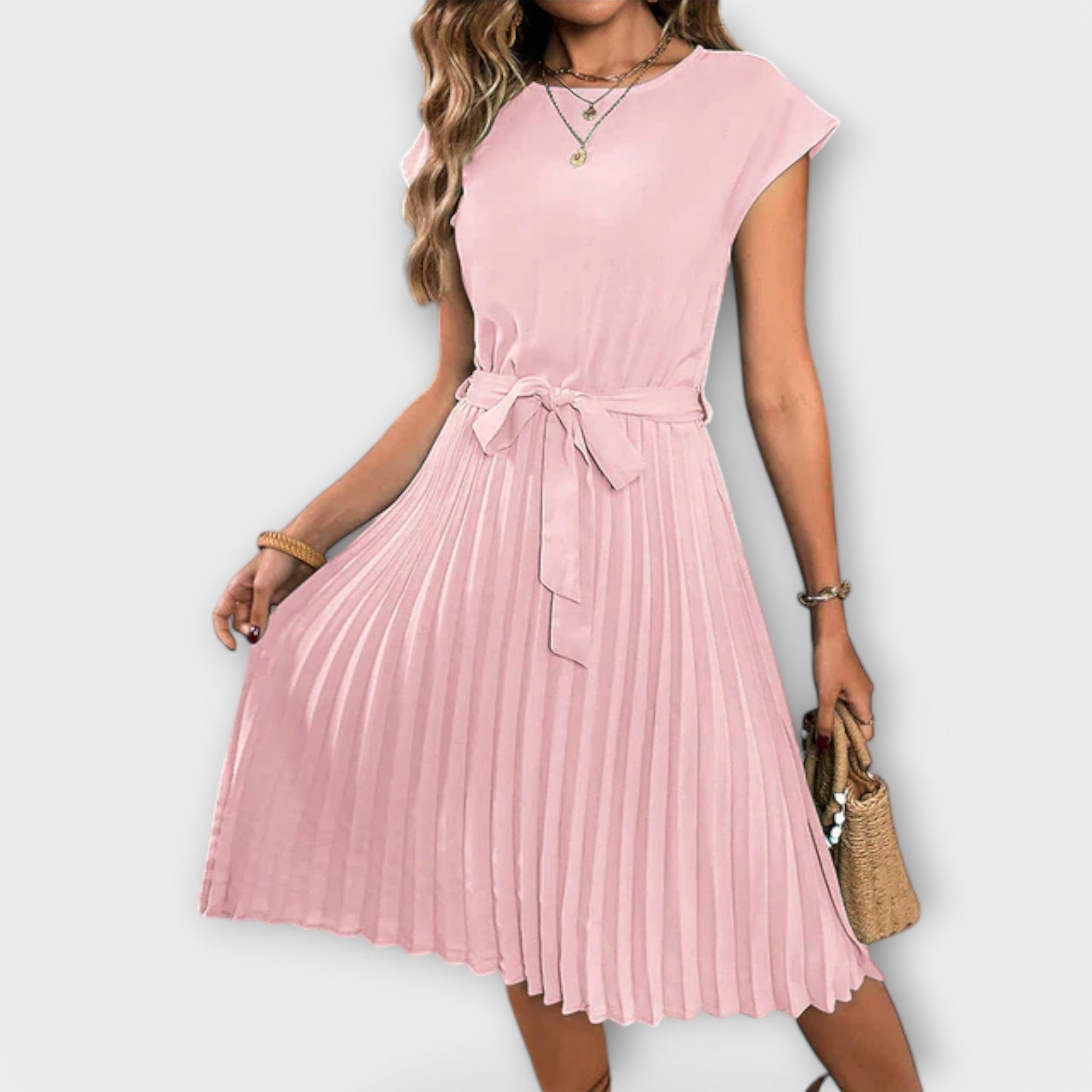 Mireia – Faltenkleid mit Taillenschleife