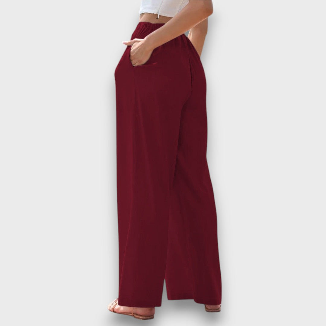 Elvaya – Luftige Hose mit Bindebund und weitem Bein