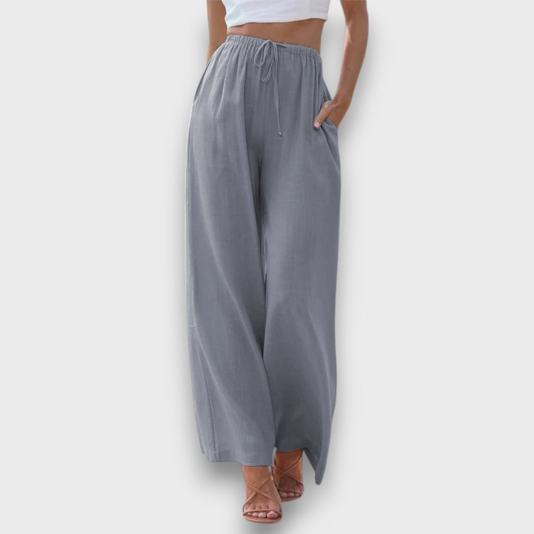 Elvaya – Luftige Hose mit Bindebund und weitem Bein