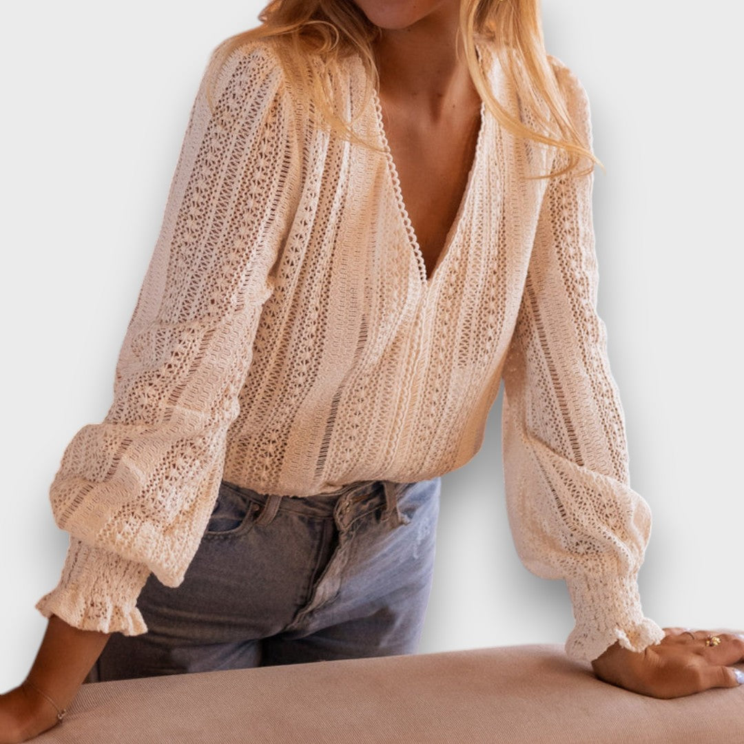 Ravelle – Strickbluse mit V-Ausschnitt
