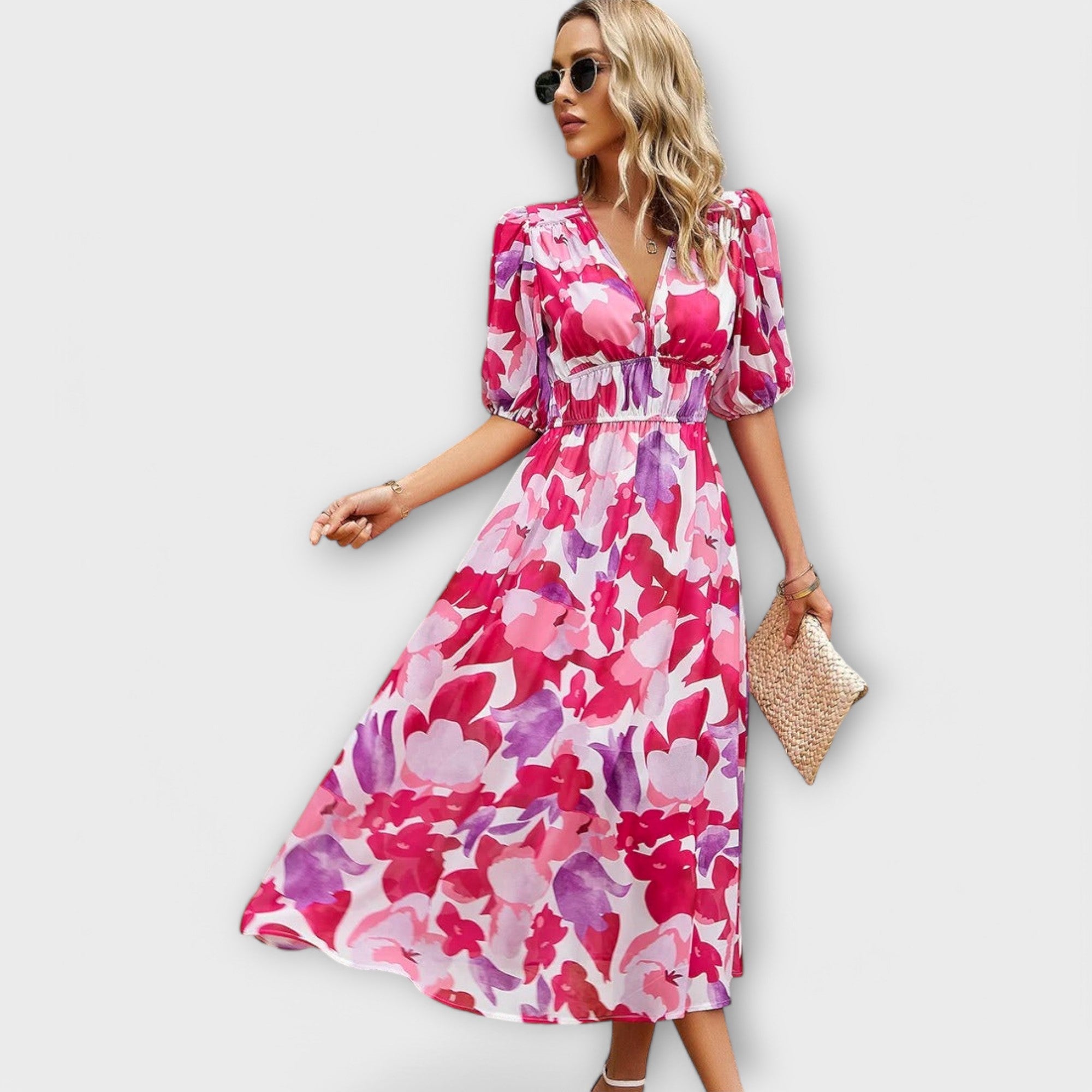 Florina – Luftiges Midikleid mit farbenfrohem Print