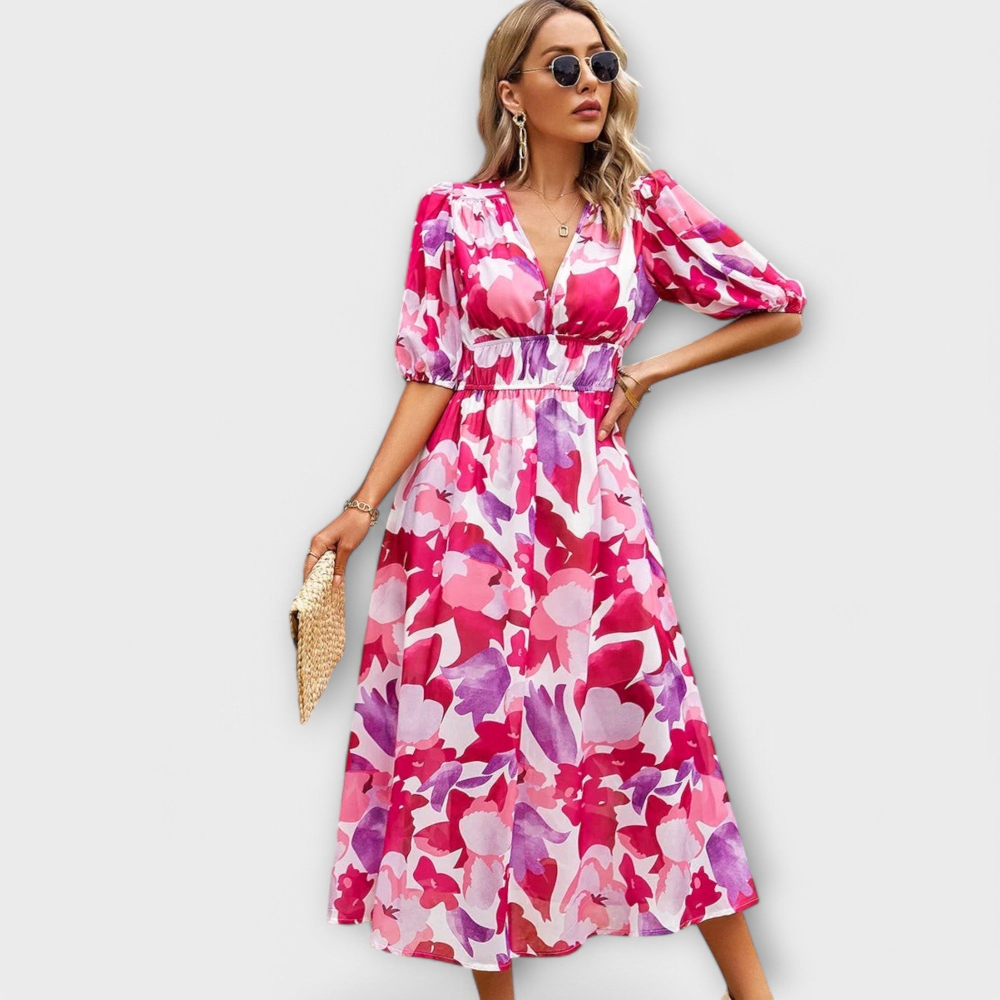 Florina – Luftiges Midikleid mit farbenfrohem Print