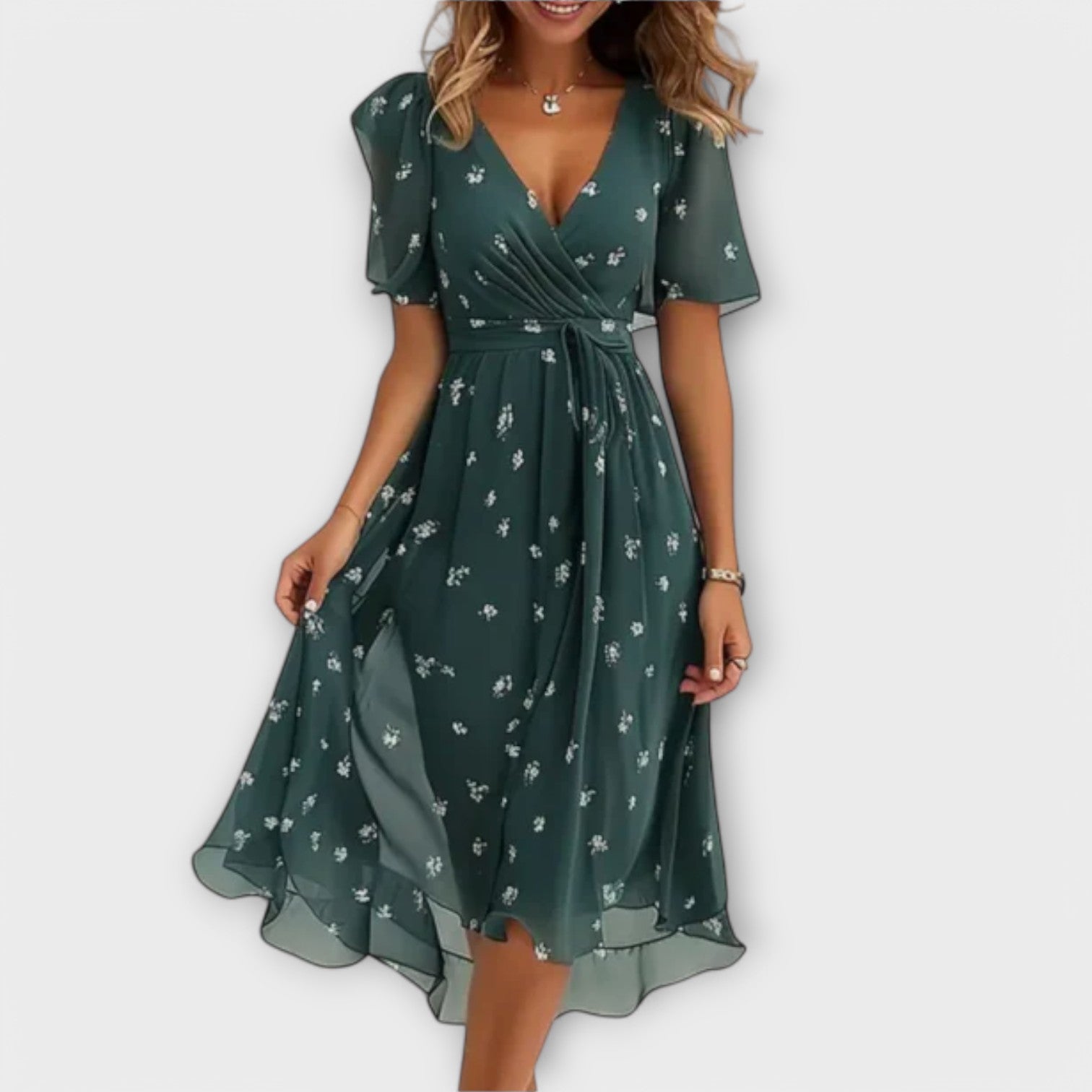 Mireille – Midikleid mit fließendem Schnitt und femininen Details