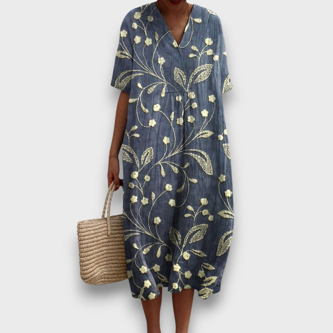 Elaris – Vintage-Kleid mit floralen Akzenten