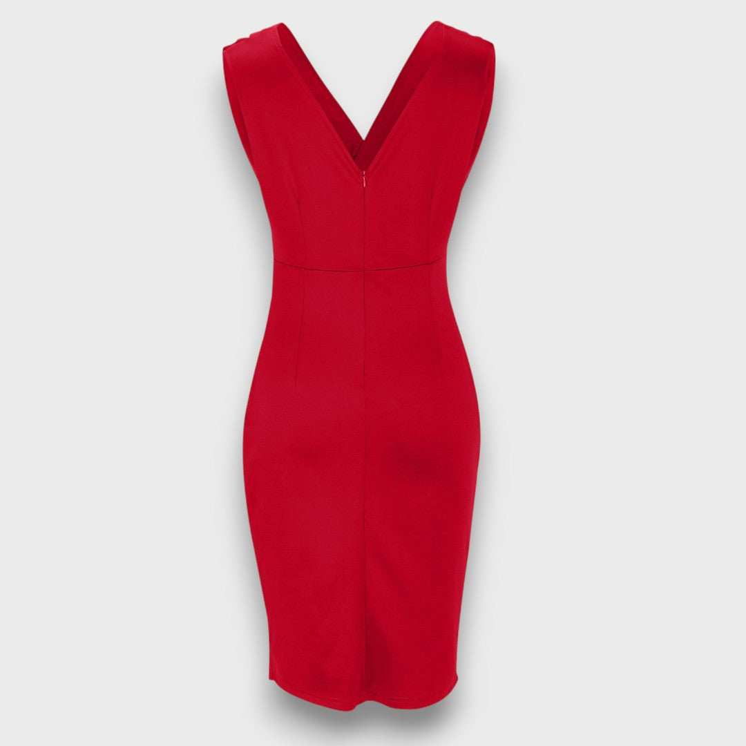 Isa – Figurbetontes Kleid mit V-Ausschnitt und Schlitz