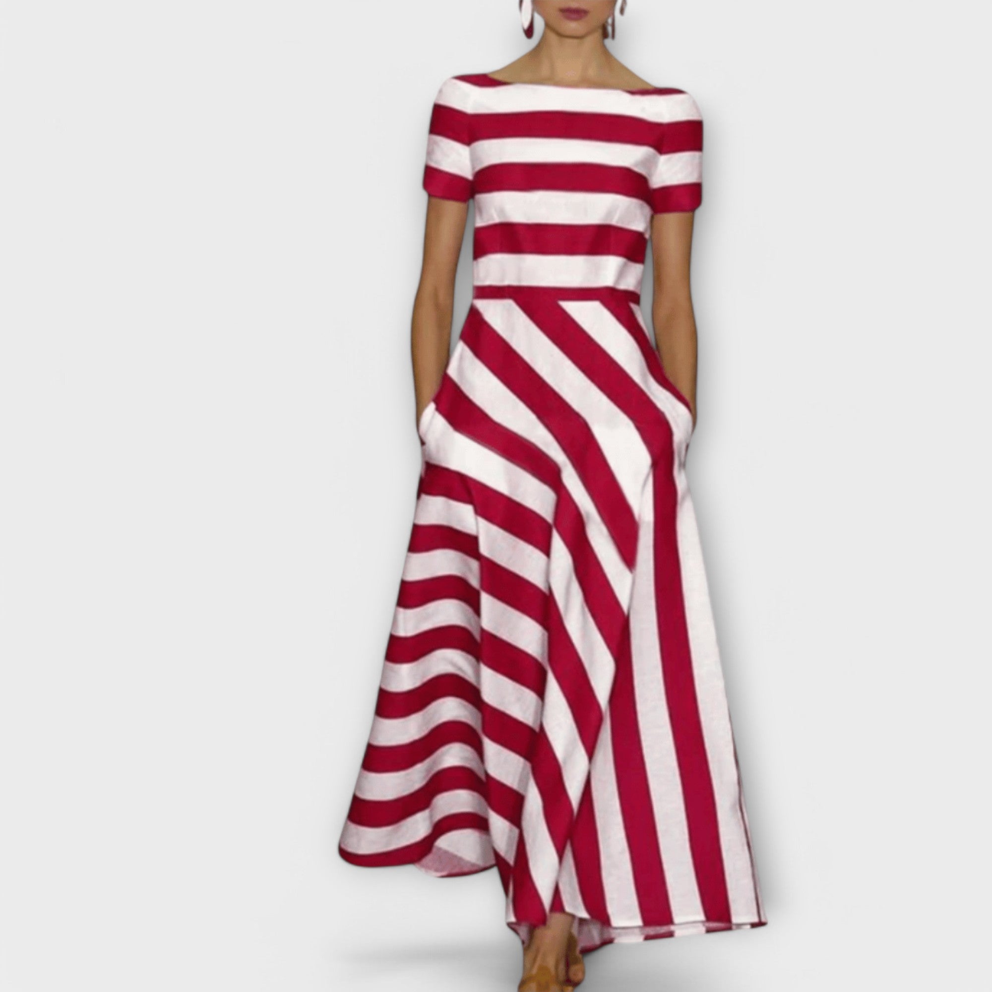 Miriane – Elegantes Maxikleid mit Streifendetail