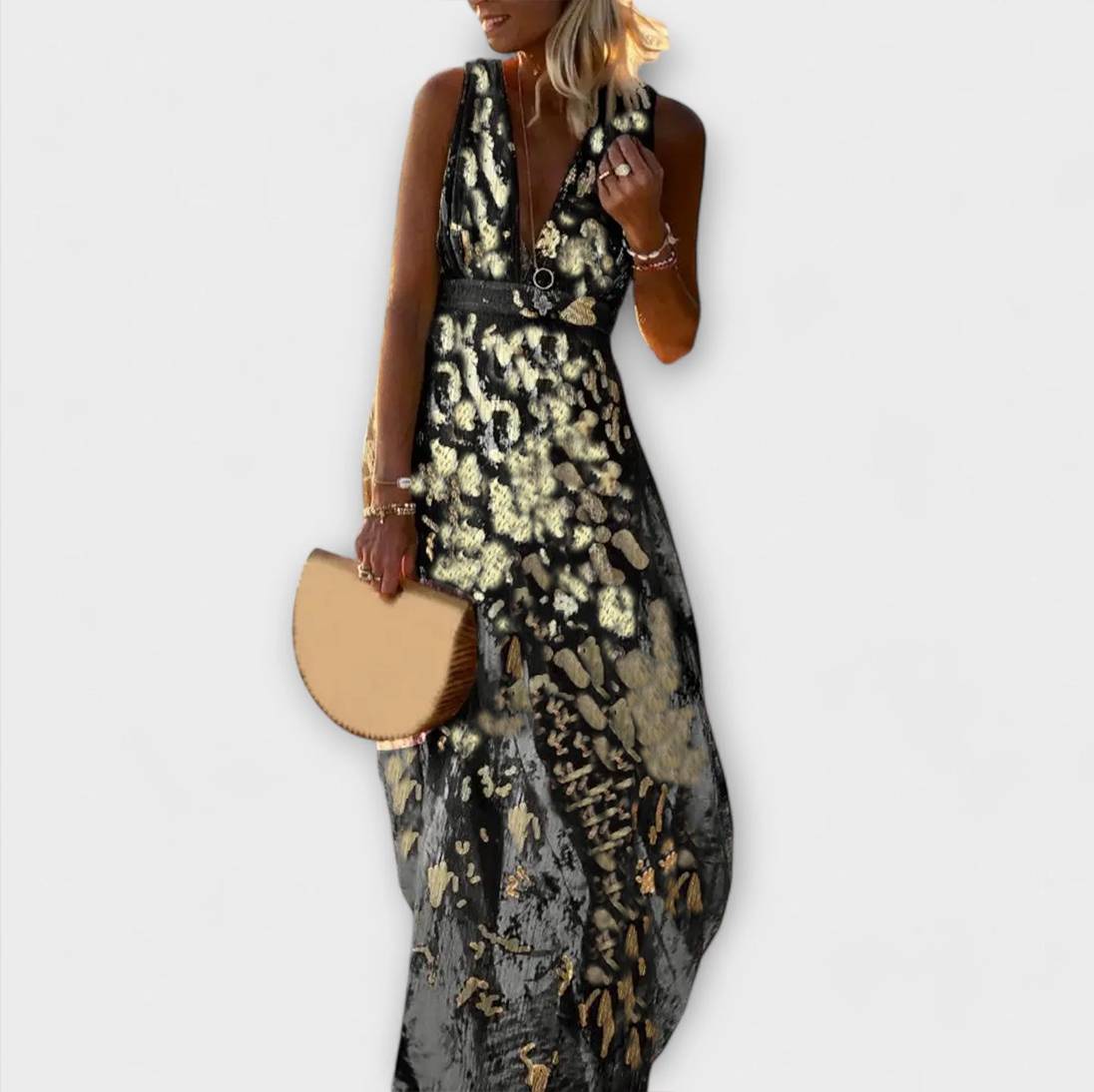 Almera – Leichtes Maxikleid mit goldenen Reflexen