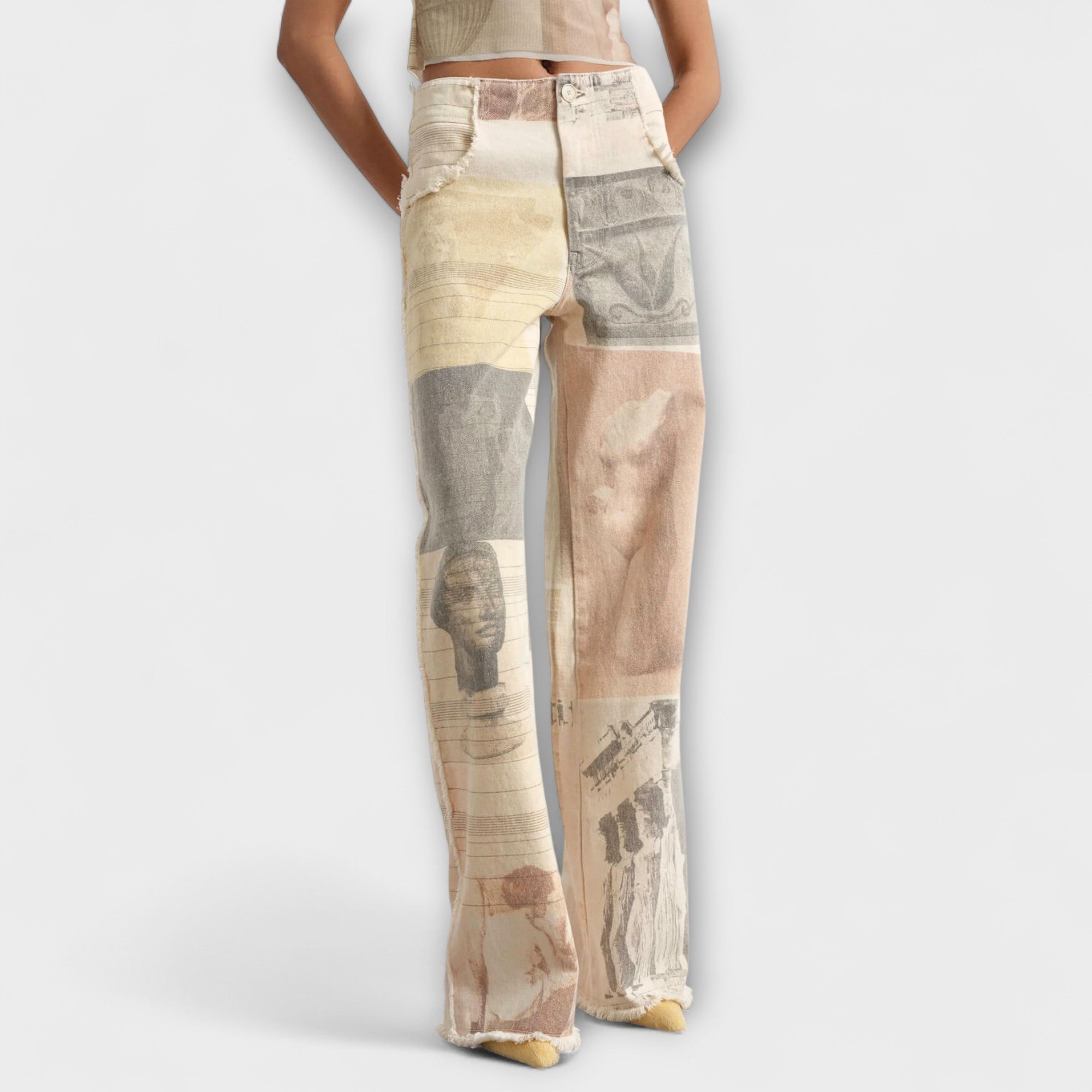 Rhea – Bedruckte Wide-Leg Jeans mit Vintage-Flair