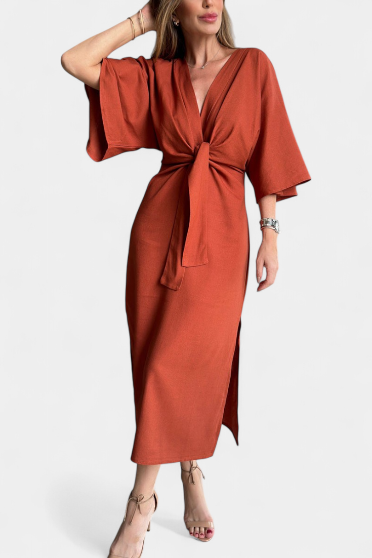 Leontine – Kleid mit Bindung und Kimonoärmeln
