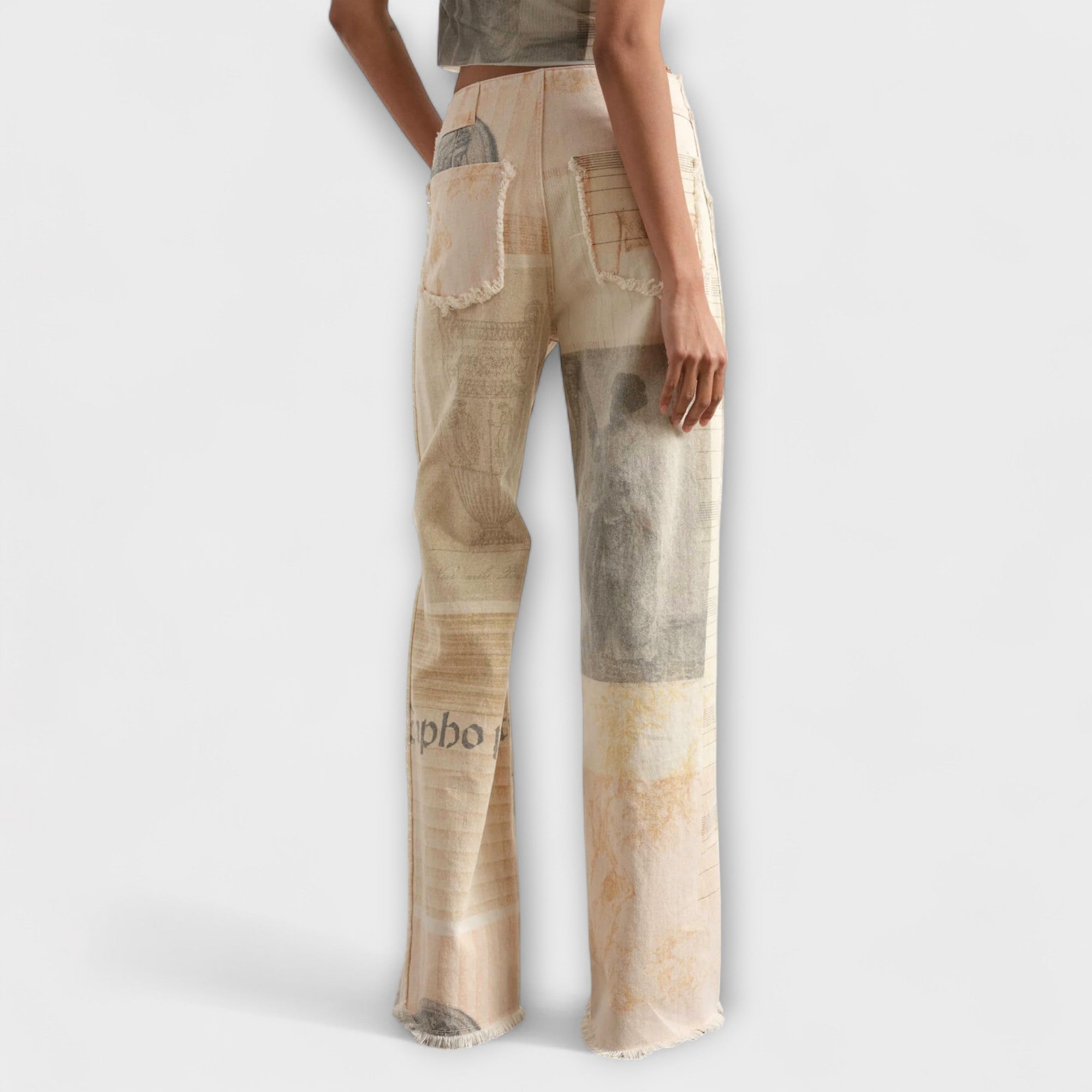 Rhea – Bedruckte Wide-Leg Jeans mit Vintage-Flair