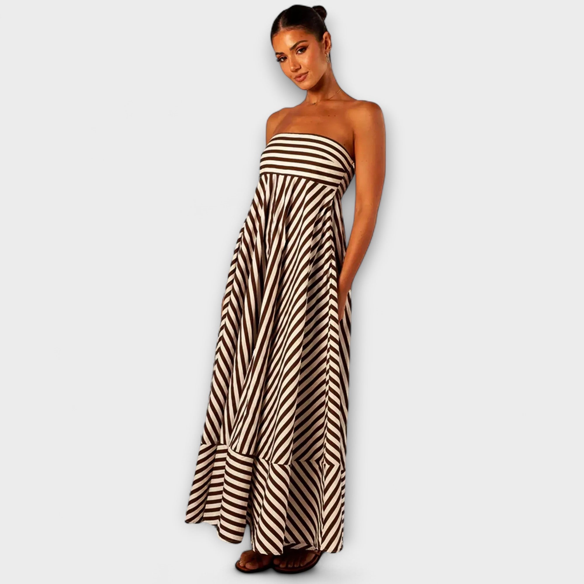 Marea – Trägerloses Streifen-Maxikleid