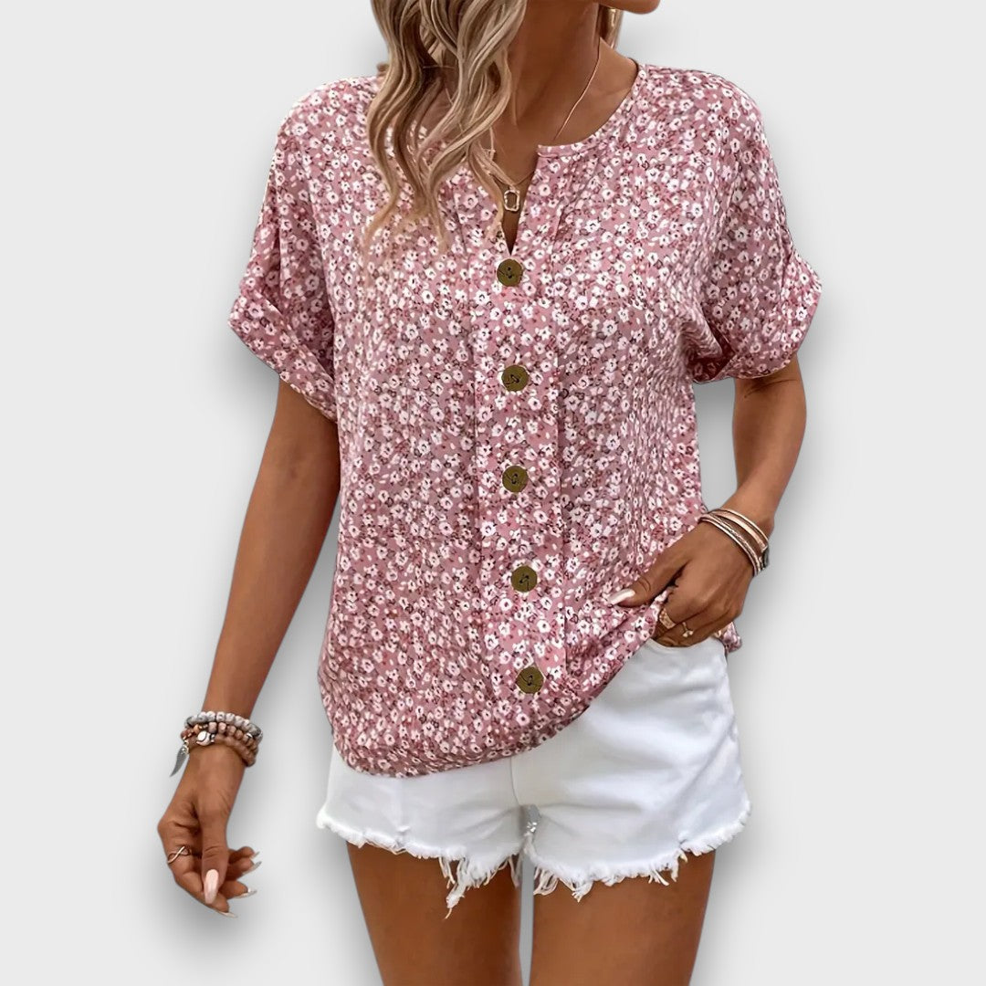 Mirena – Bluse mit floralem Muster und Knopfleiste