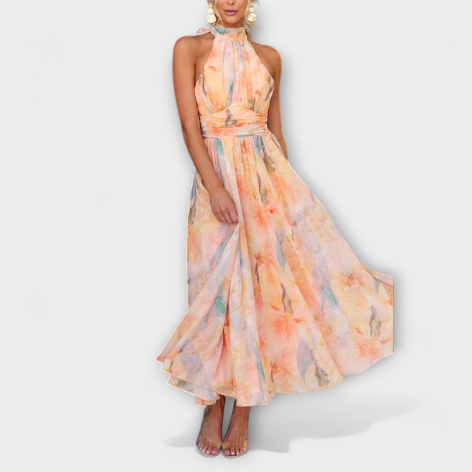 Eline – Fließendes Kleid mit Halsband-Ausschnitt