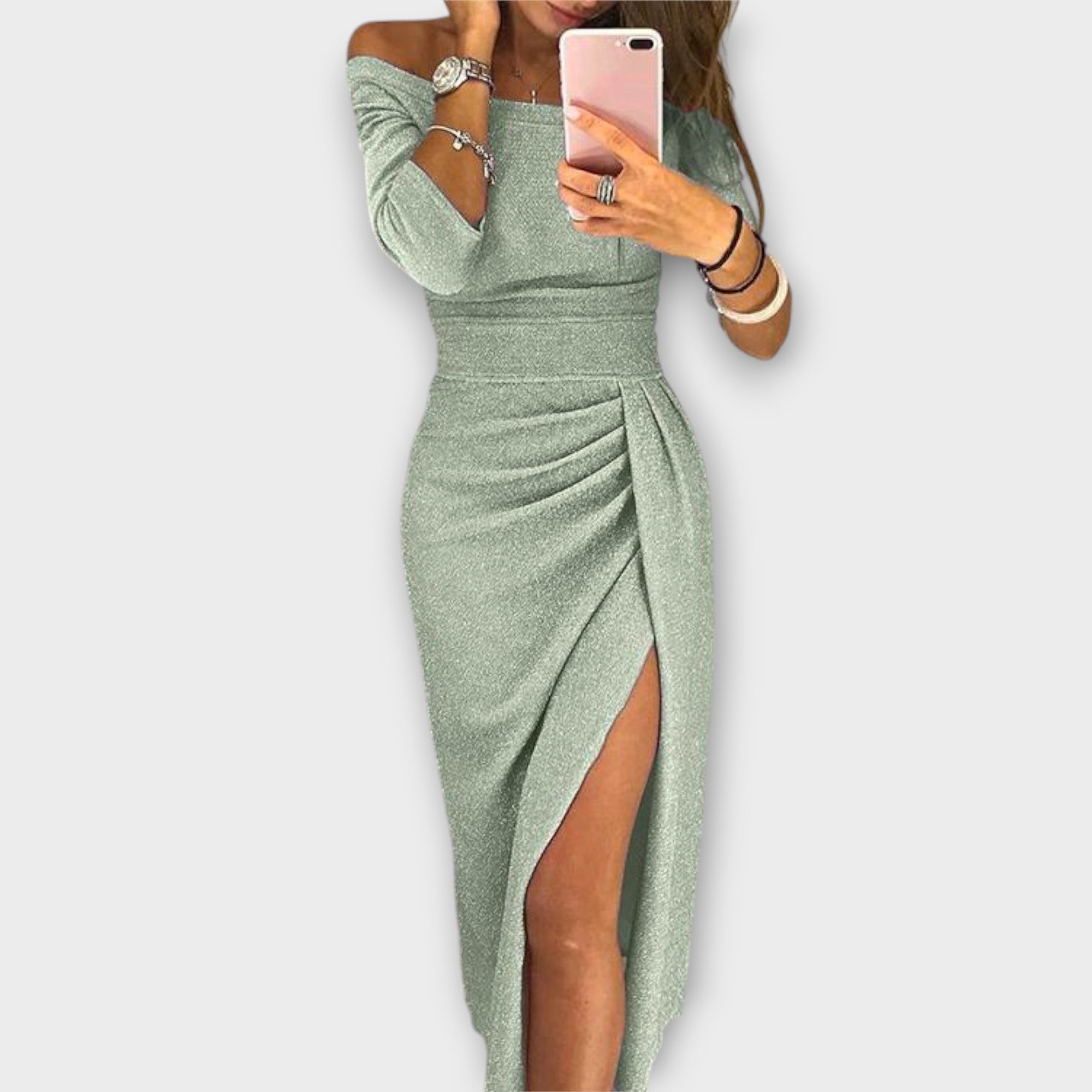 Elodie – Off-Shoulder Kleid mit Faltendetail