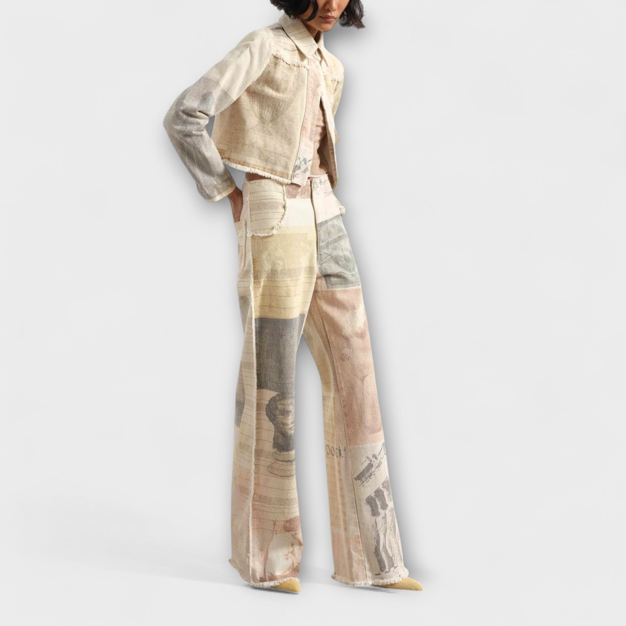 Rhea – Bedruckte Wide-Leg Jeans mit Vintage-Flair