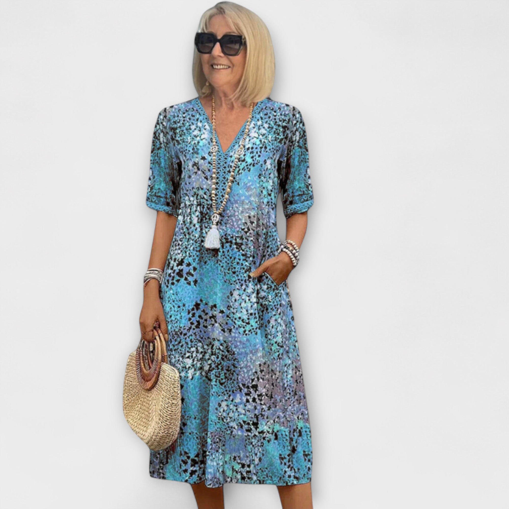 Ilona – Luftiges Kleid mit Aquarellmuster