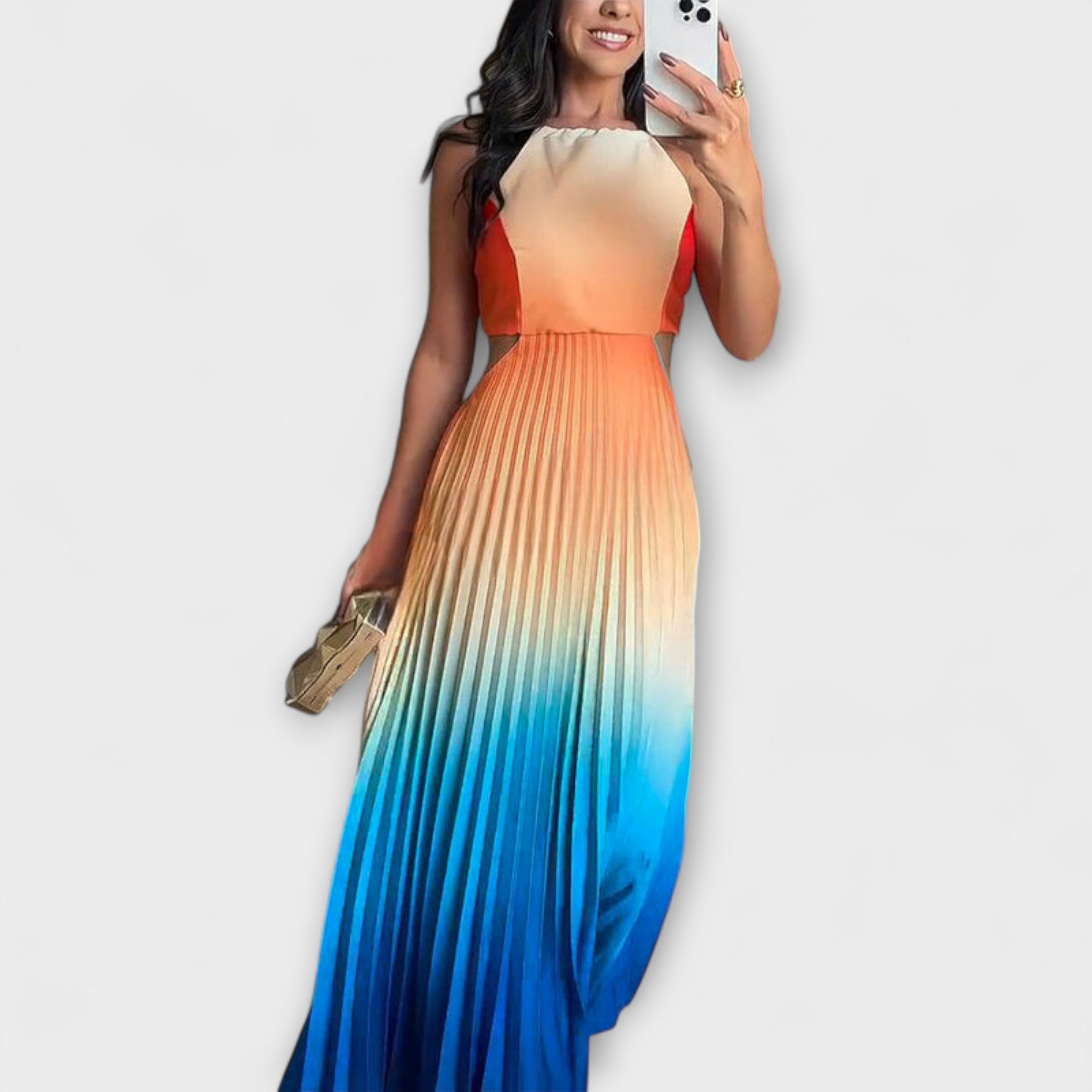 Havira – Rückfreies Maxikleid mit Farbverlauf und Falten
