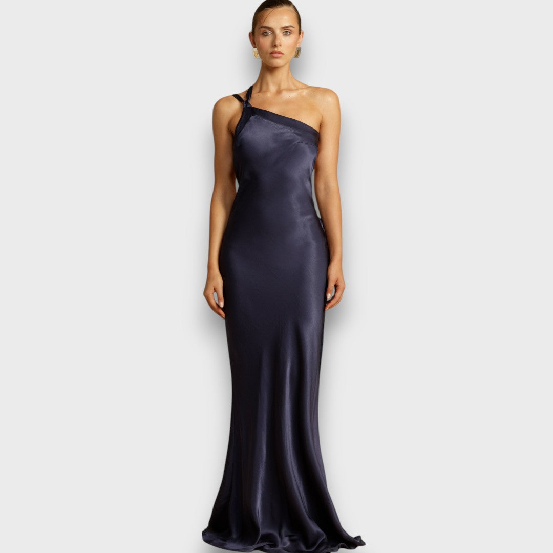 Muriel – Satin kleid in Maxilänge