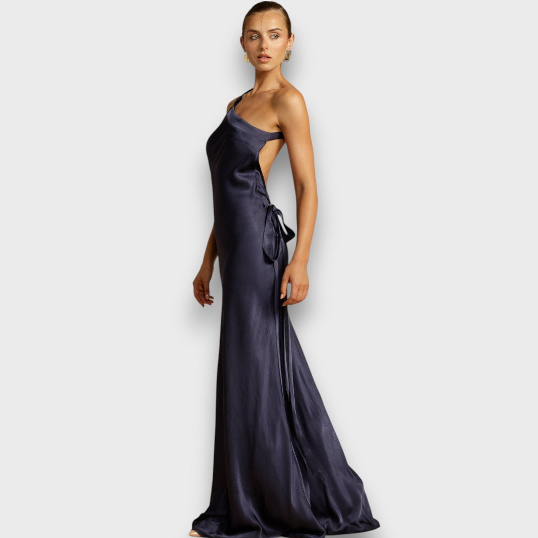 Muriel – Satin kleid in Maxilänge