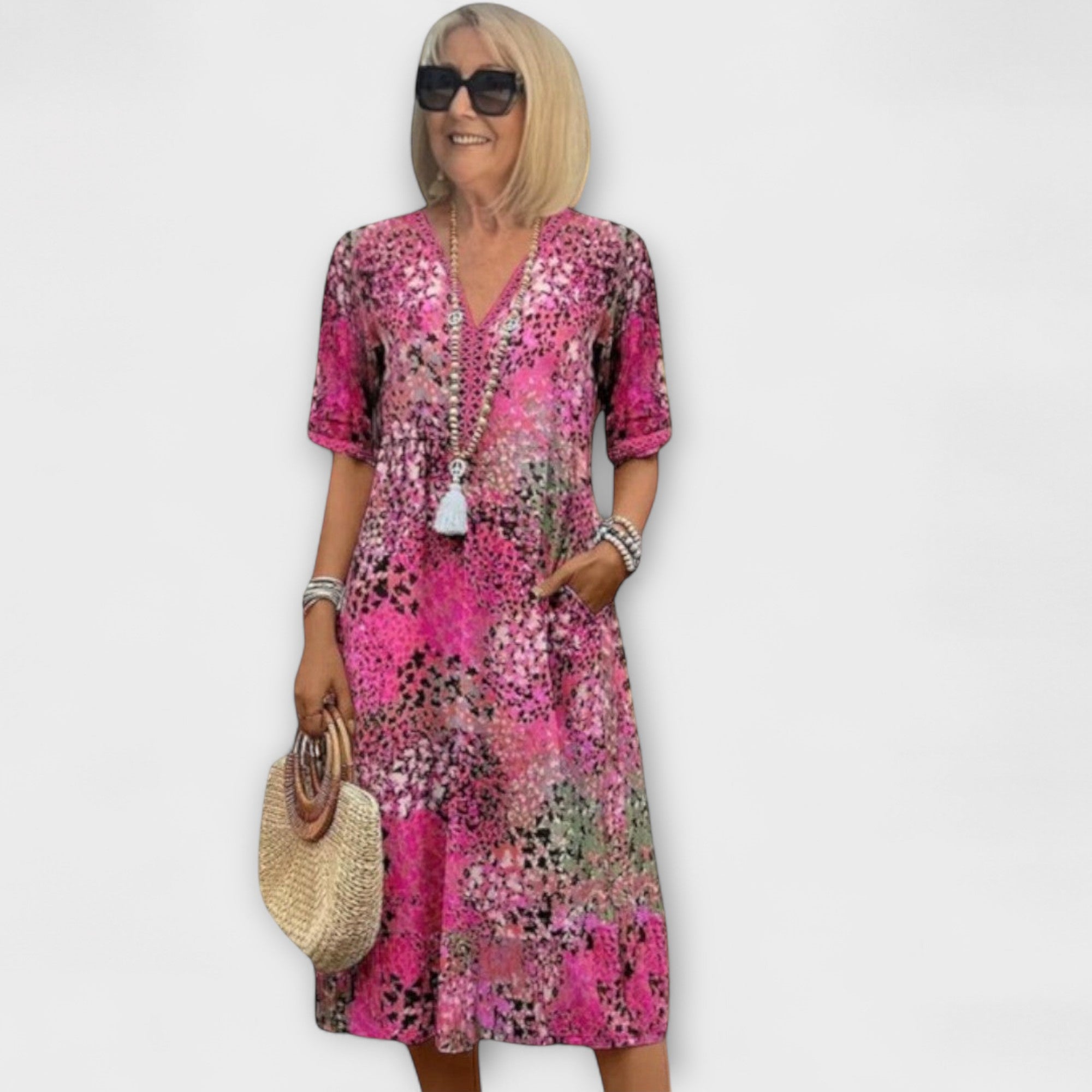 Ilona – Luftiges Kleid mit Aquarellmuster
