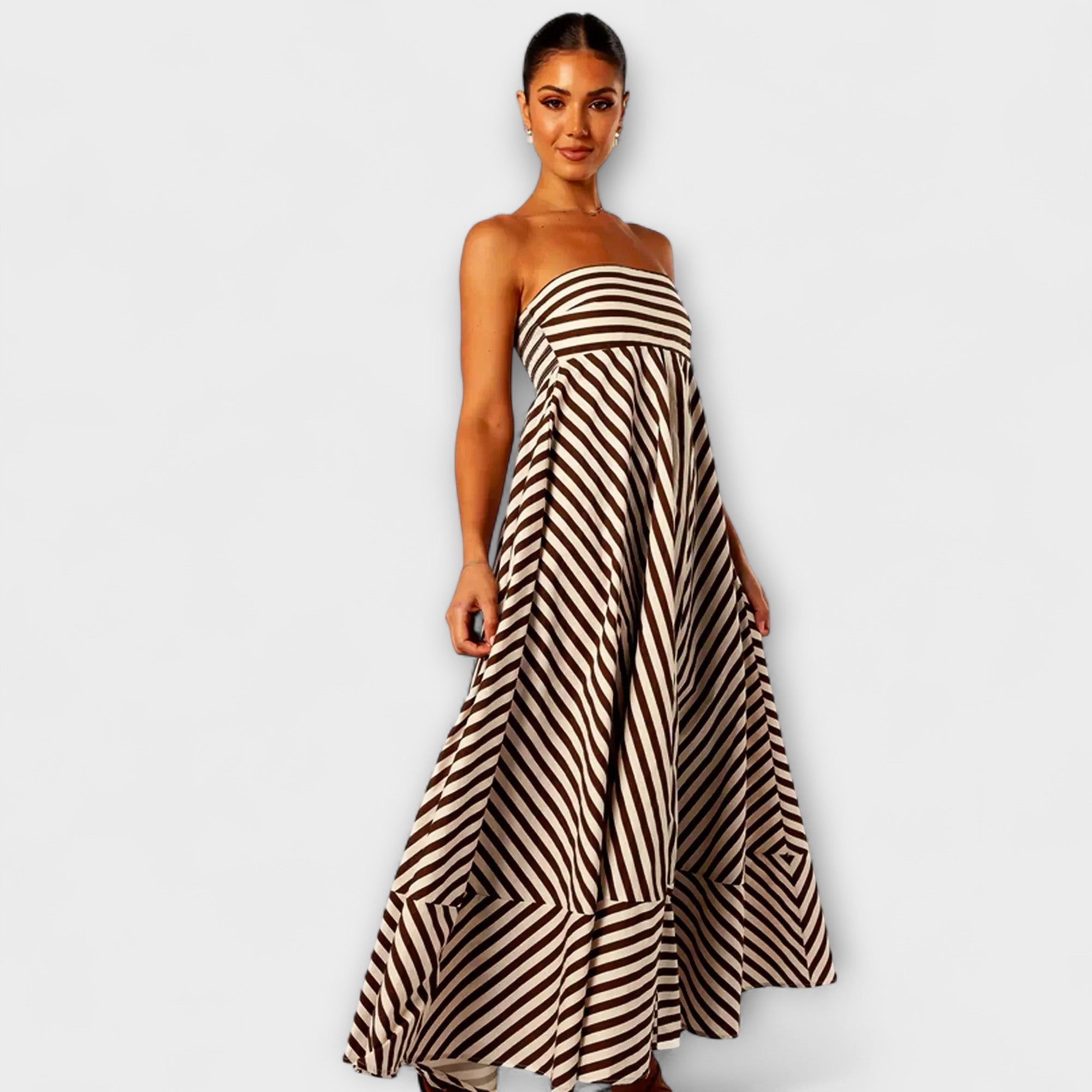 Marea – Trägerloses Streifen-Maxikleid