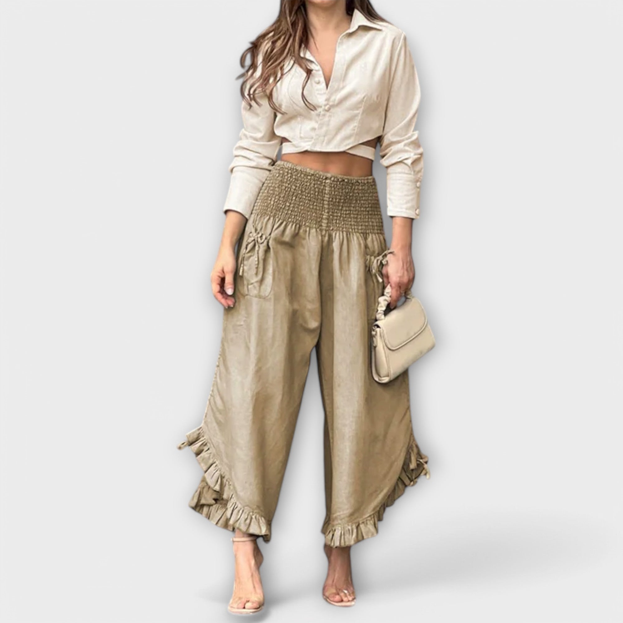 Mirani – Weite Rüsch-Hose mit Smokbund