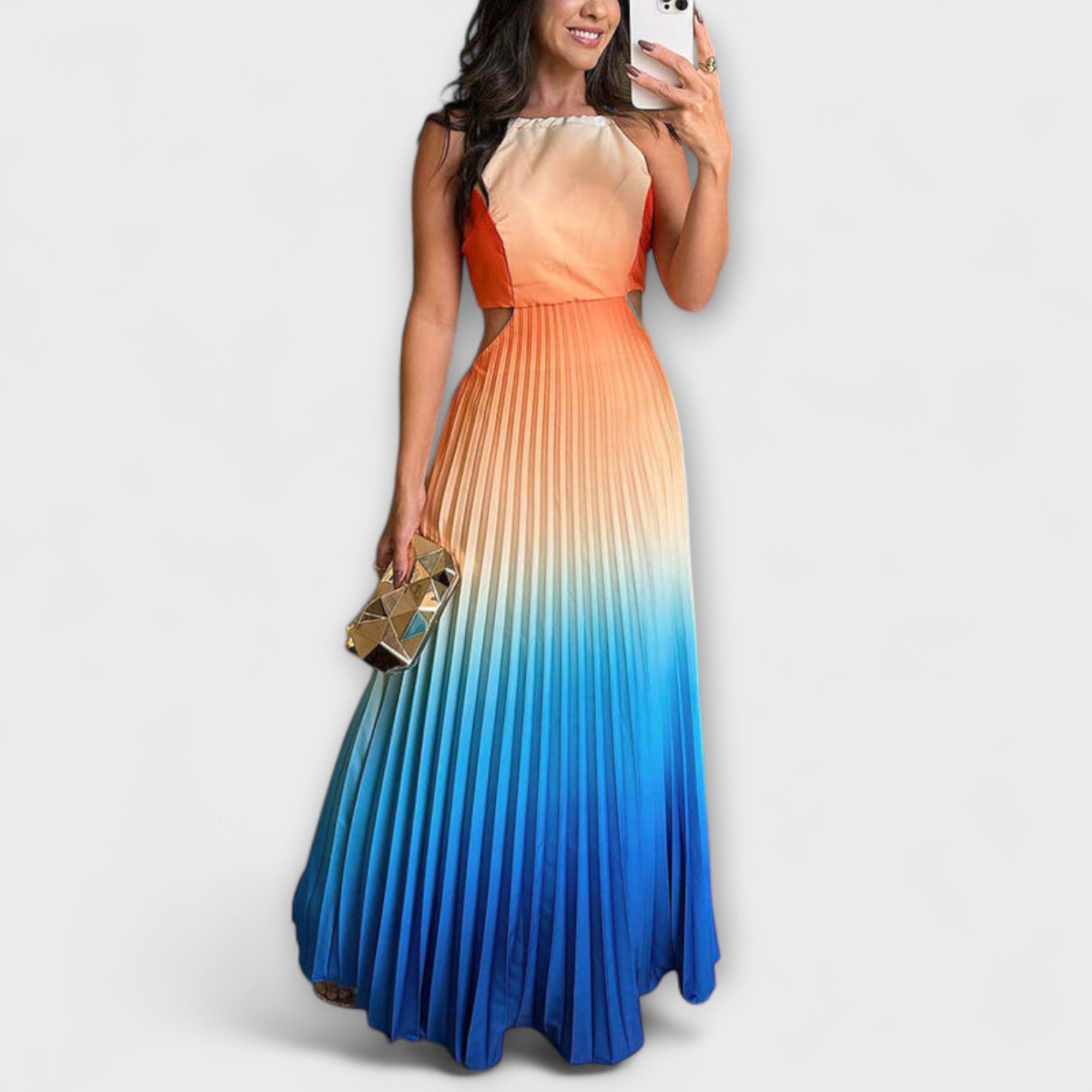 Havira – Rückfreies Maxikleid mit Farbverlauf und Falten