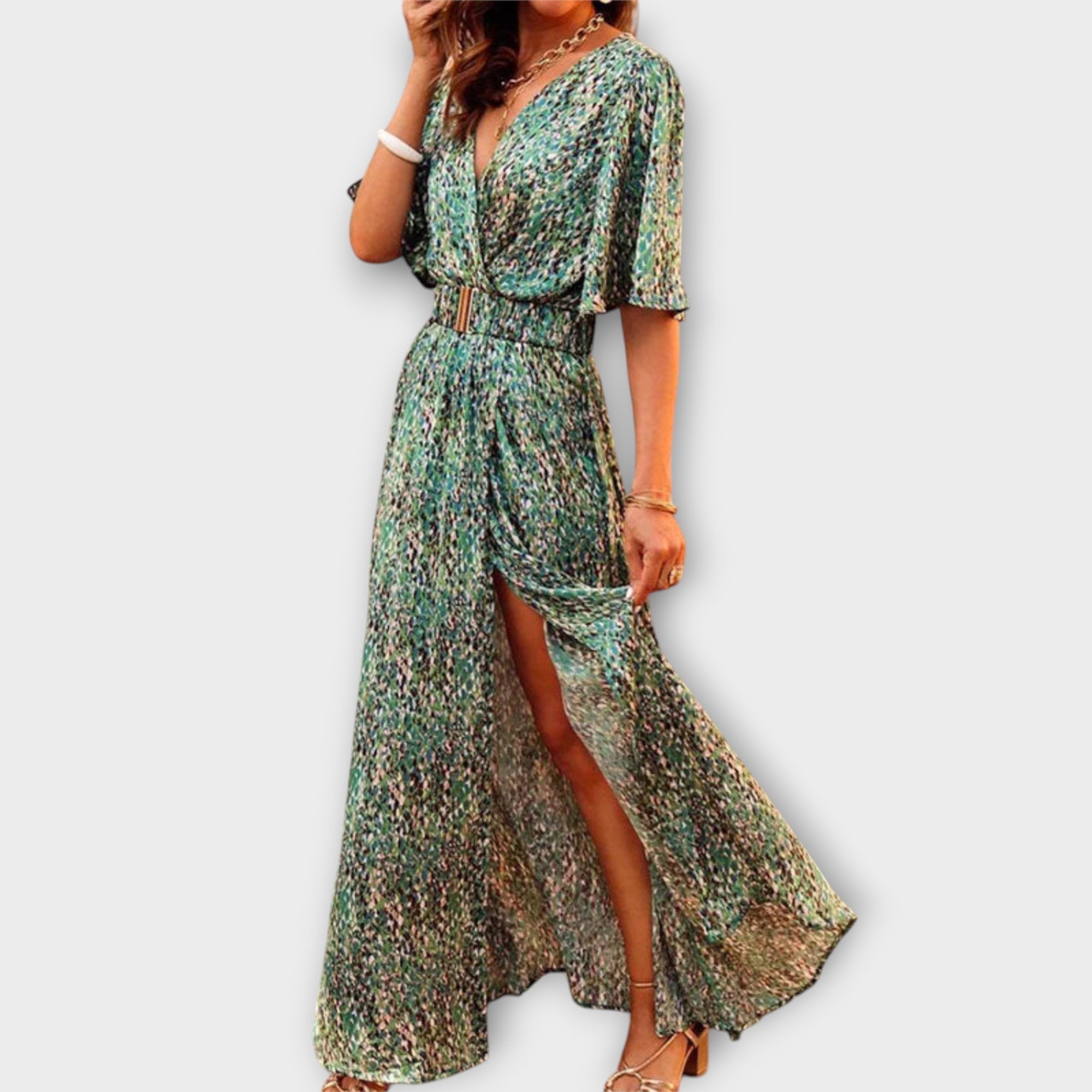 Elanora – Fließendes Maxikleid mit Taillengürtel