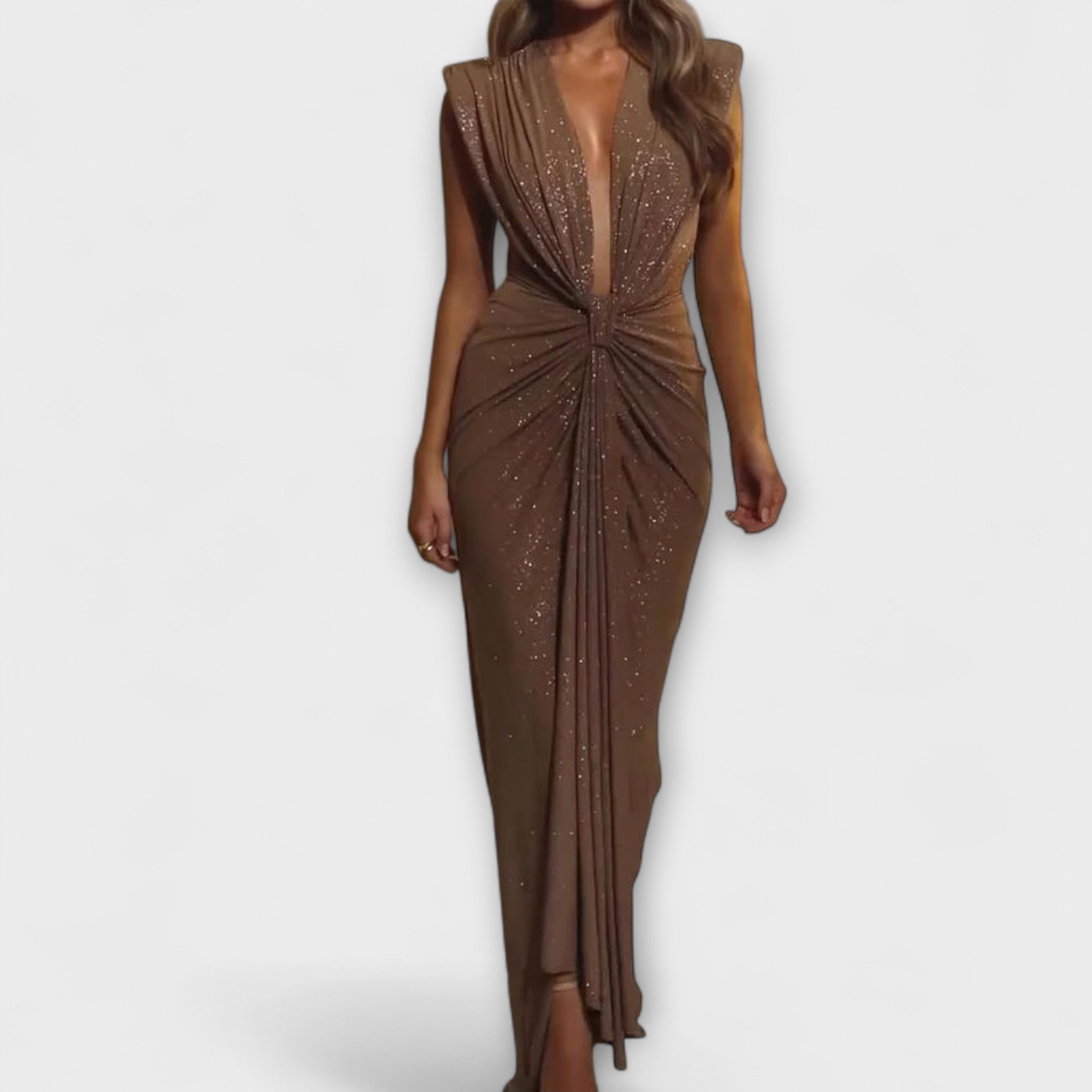 Thalya – Maxikleid mit tiefem V-Ausschnitt