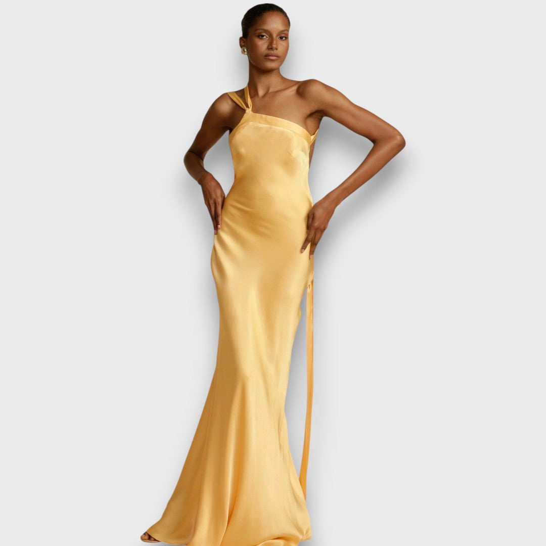 Muriel – Satin kleid in Maxilänge