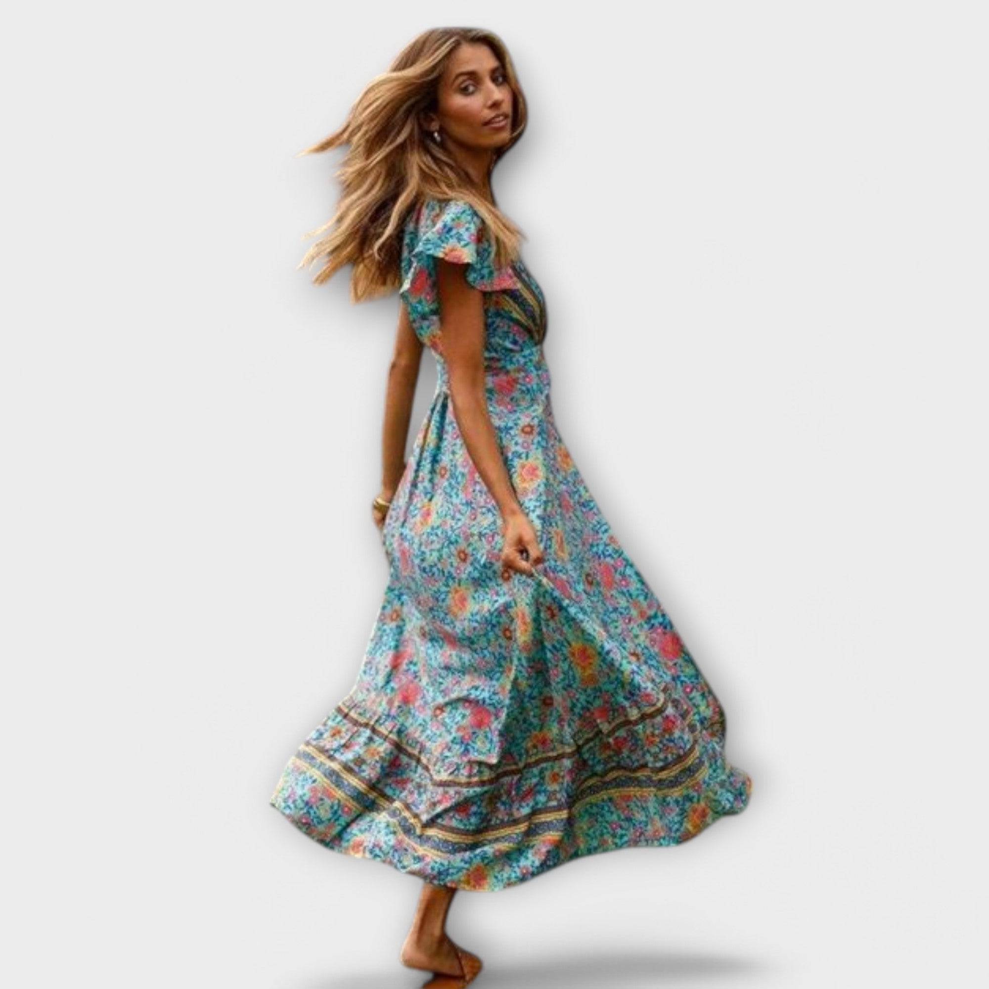Sylenna – Boho-Maxikleid mit Blumenmuster