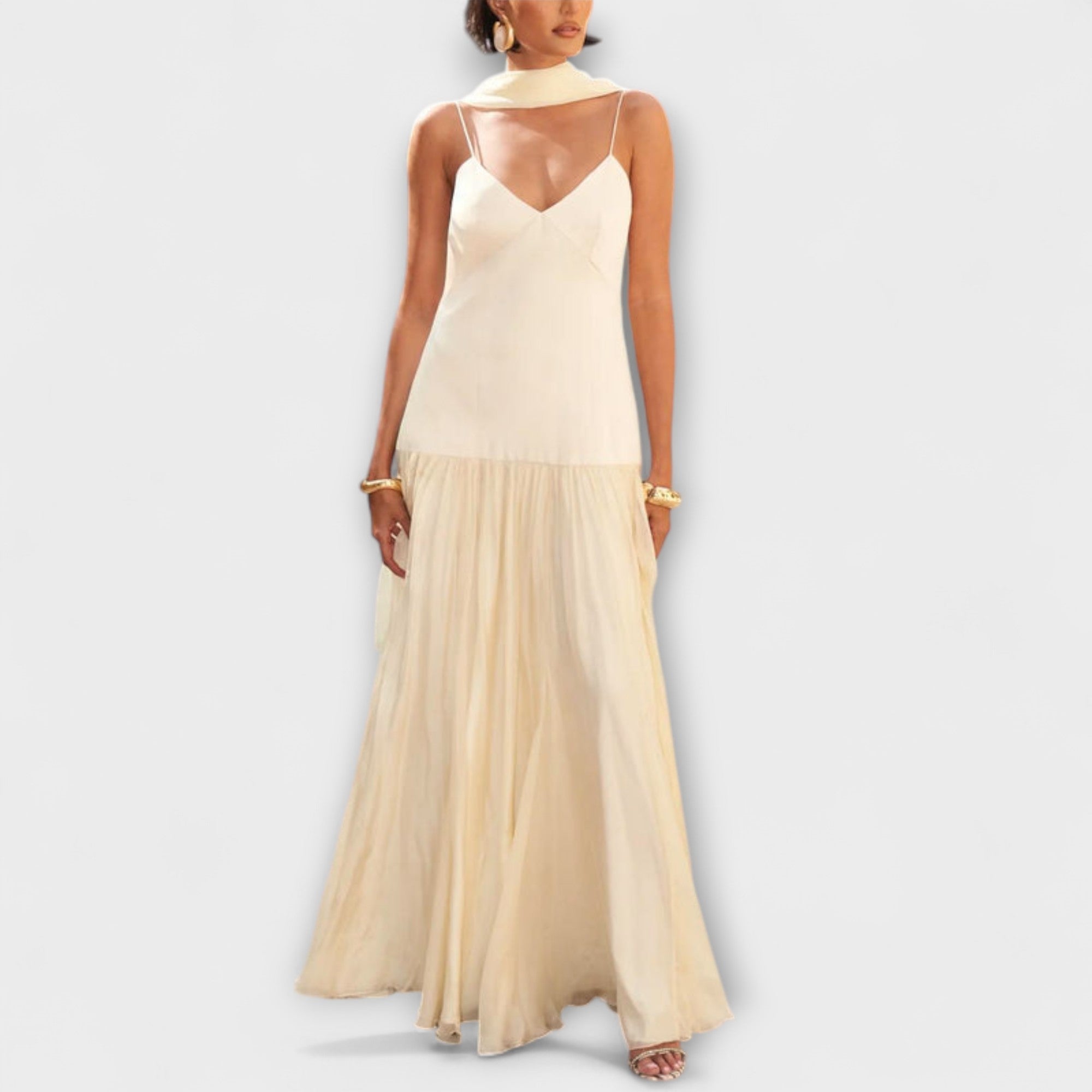 Sorayne – Fließendes Maxikleid in Buttergelb