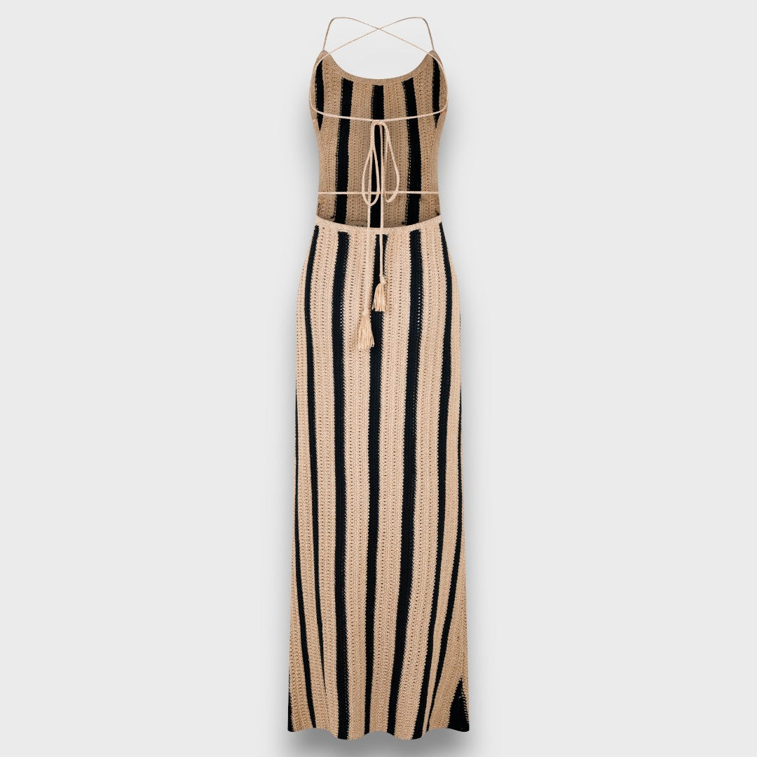 Serepha – Gehäkeltes Maxikleid mit Taillenband