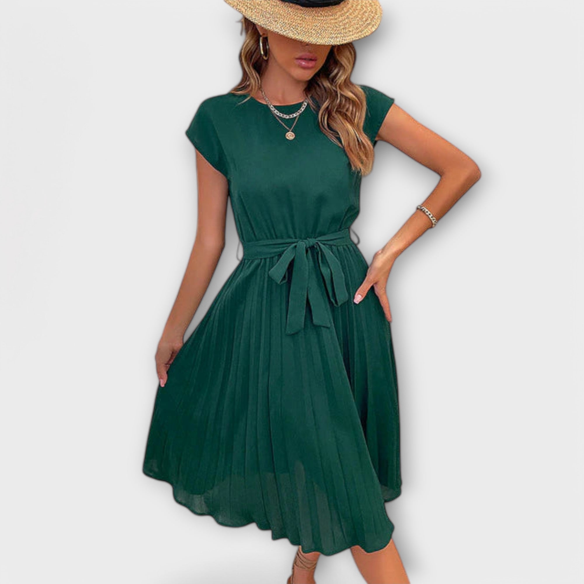 Mireia – Faltenkleid mit Taillenschleife