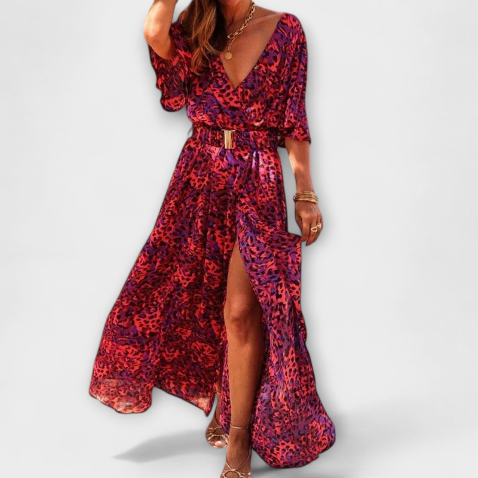 Elanora – Fließendes Maxikleid mit Taillengürtel