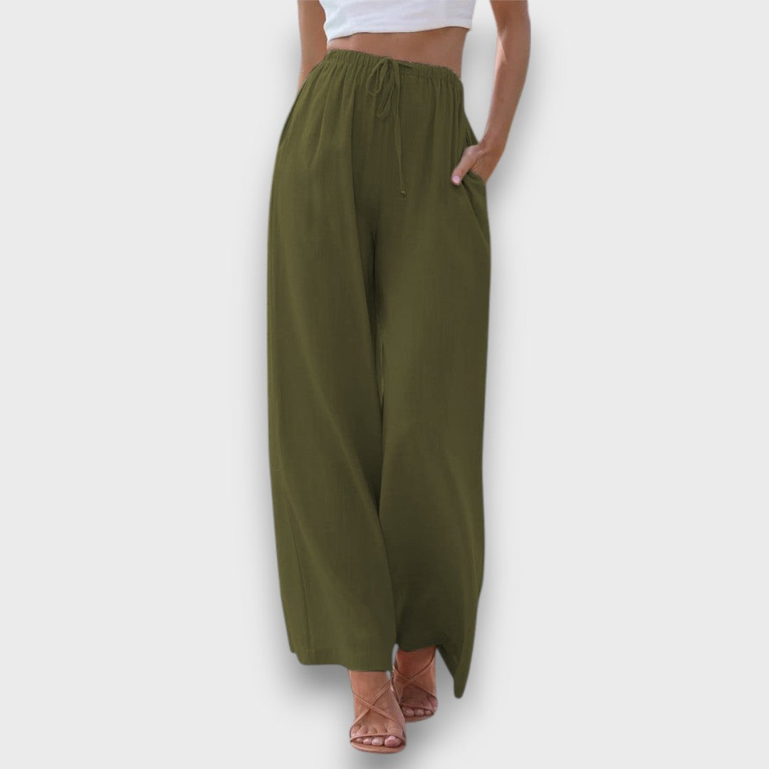 Elvaya – Luftige Hose mit Bindebund und weitem Bein
