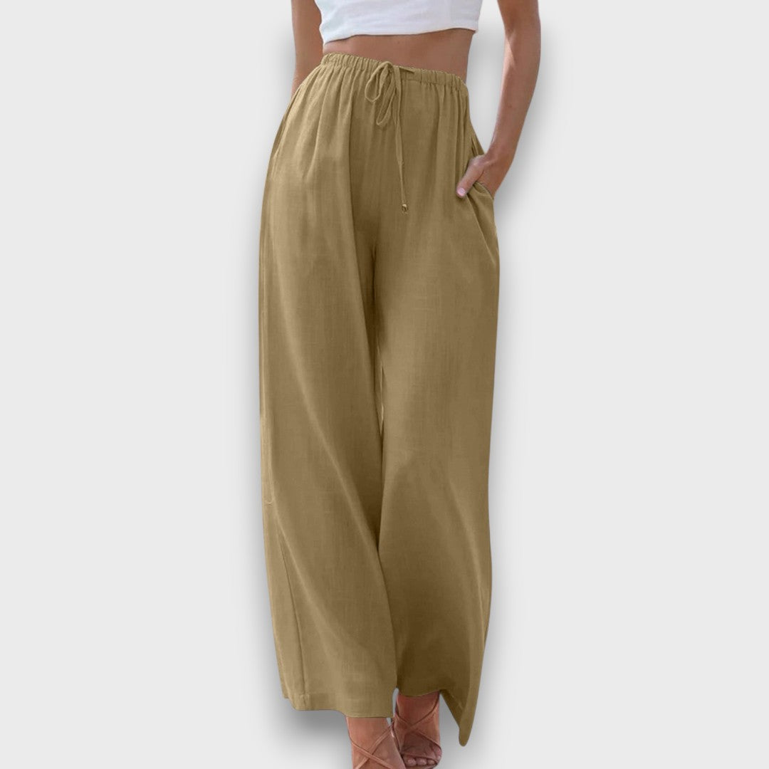 Elvaya – Luftige Hose mit Bindebund und weitem Bein